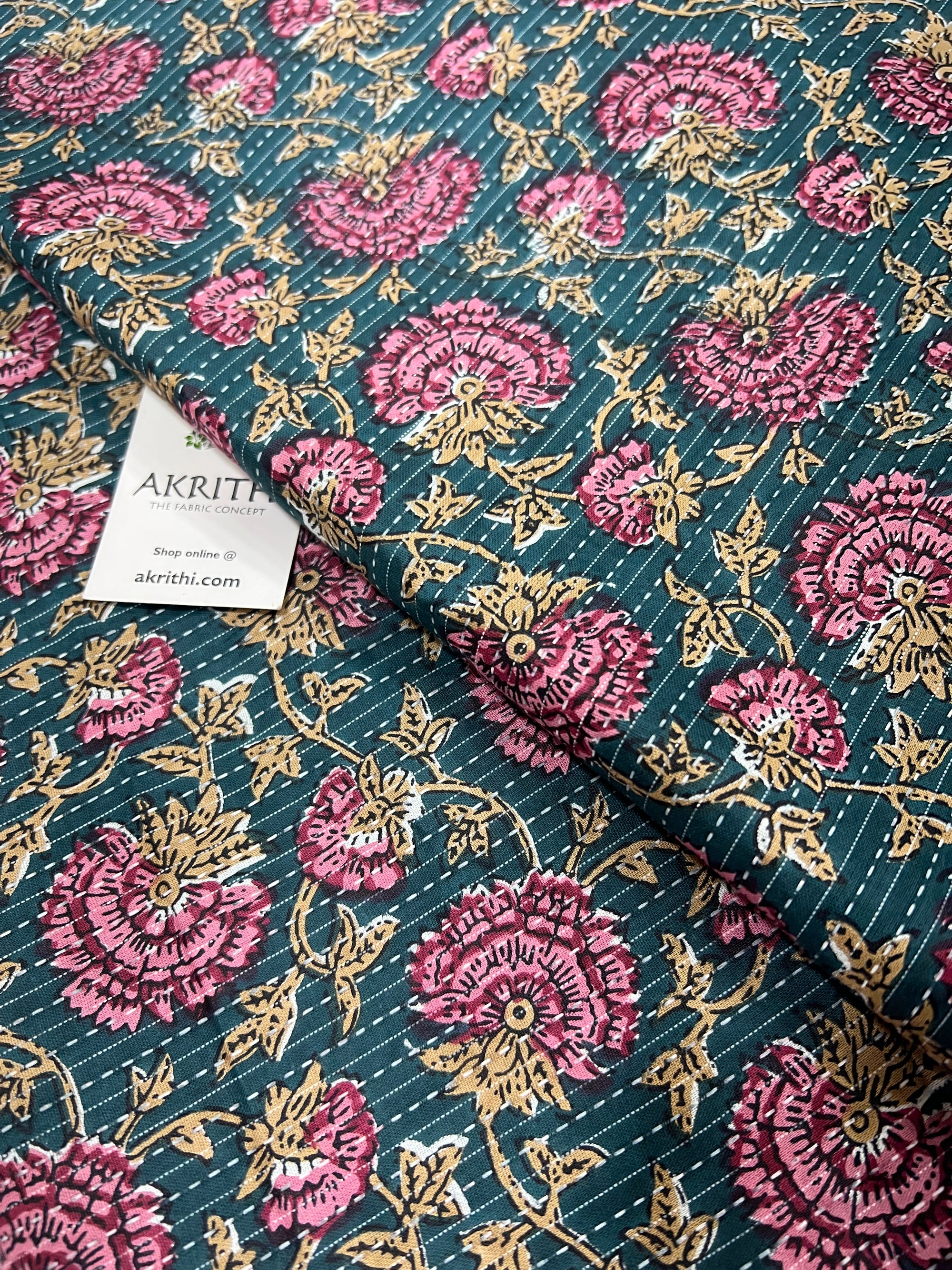 Printed Kantha pure cotton fabric