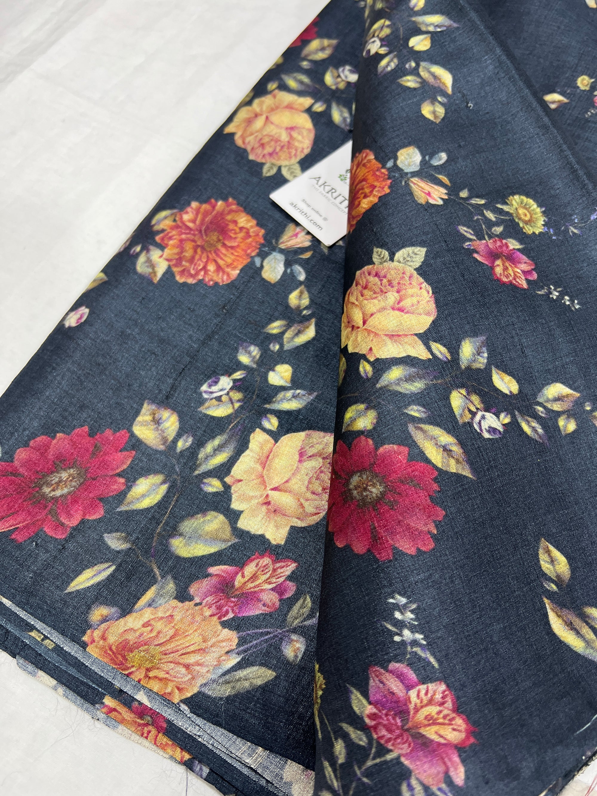 Digital Printed handloom pure tussar silk fabric
