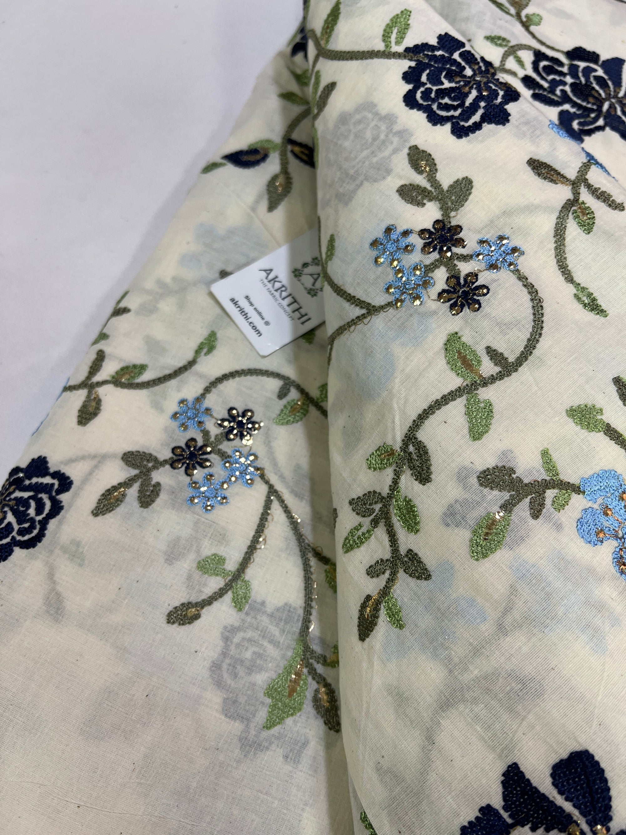 Pure cotton embroidered fabric