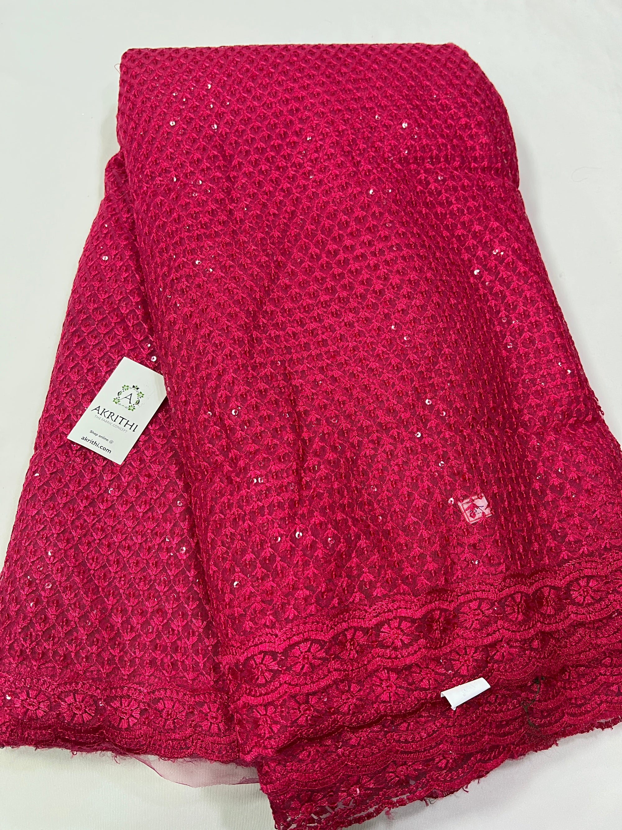 Embroidery on net fabric