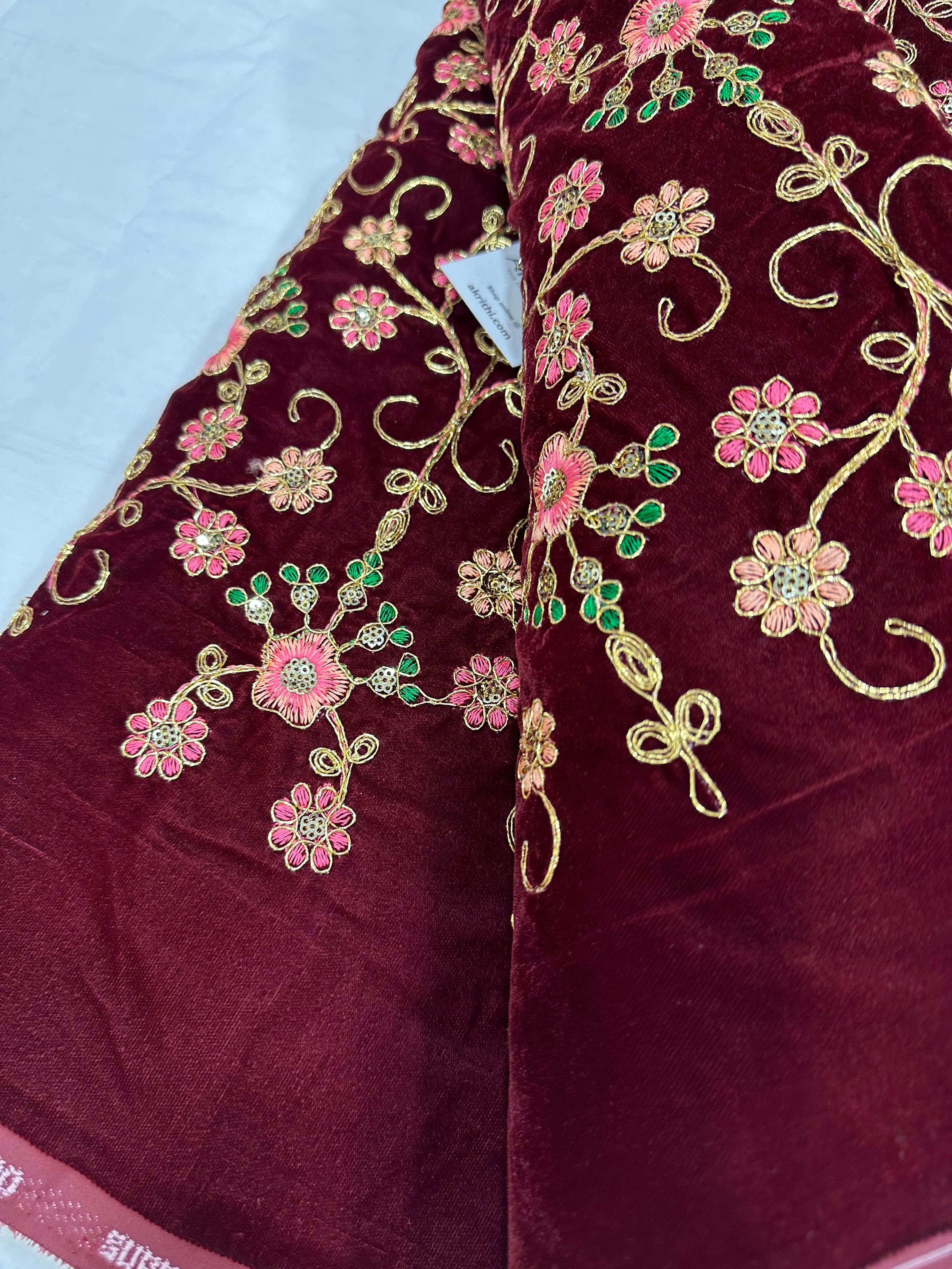 Buy velvet embroidery fabric online Embroidered designer fabrics