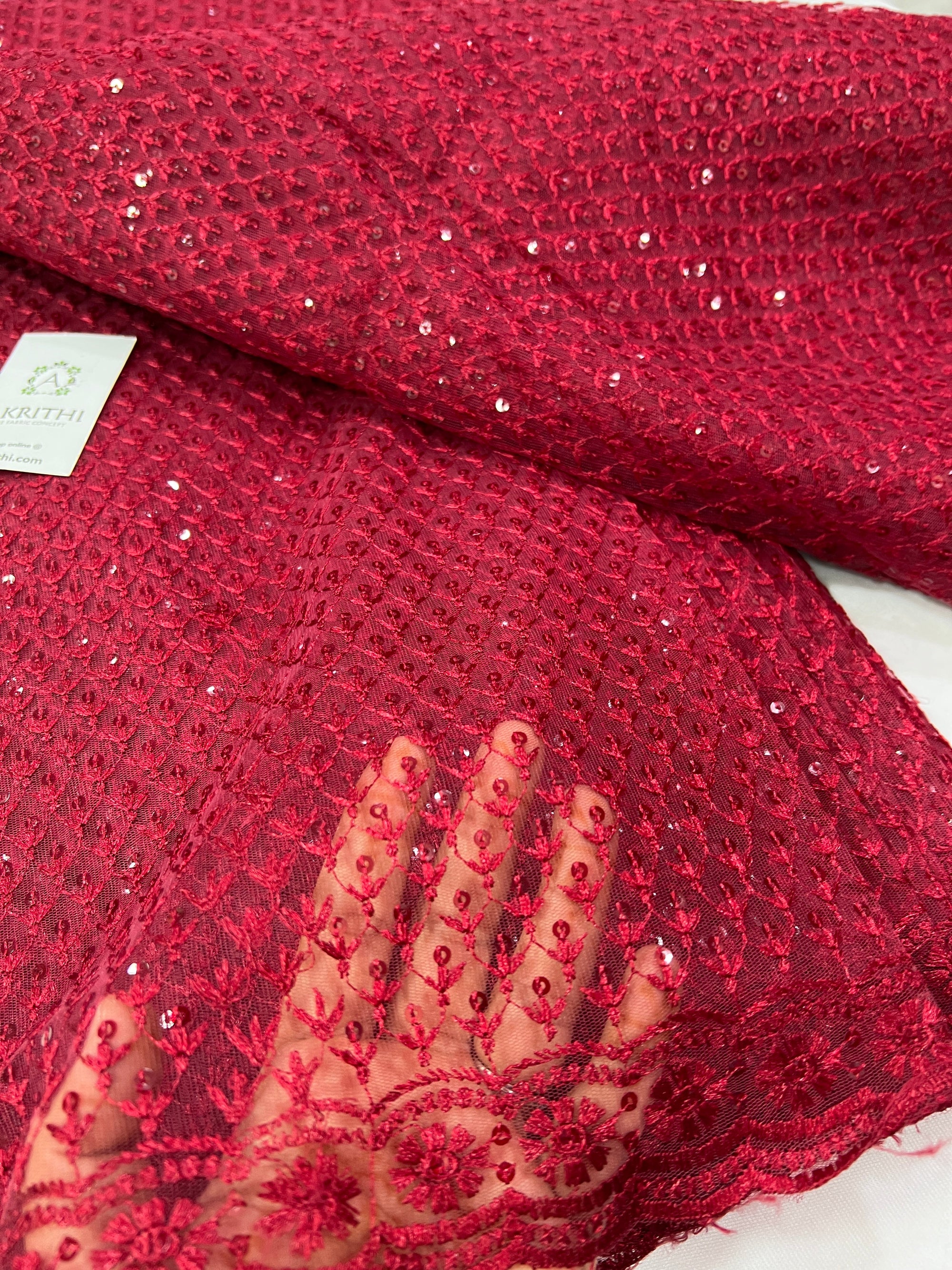 Embroidery on net fabric