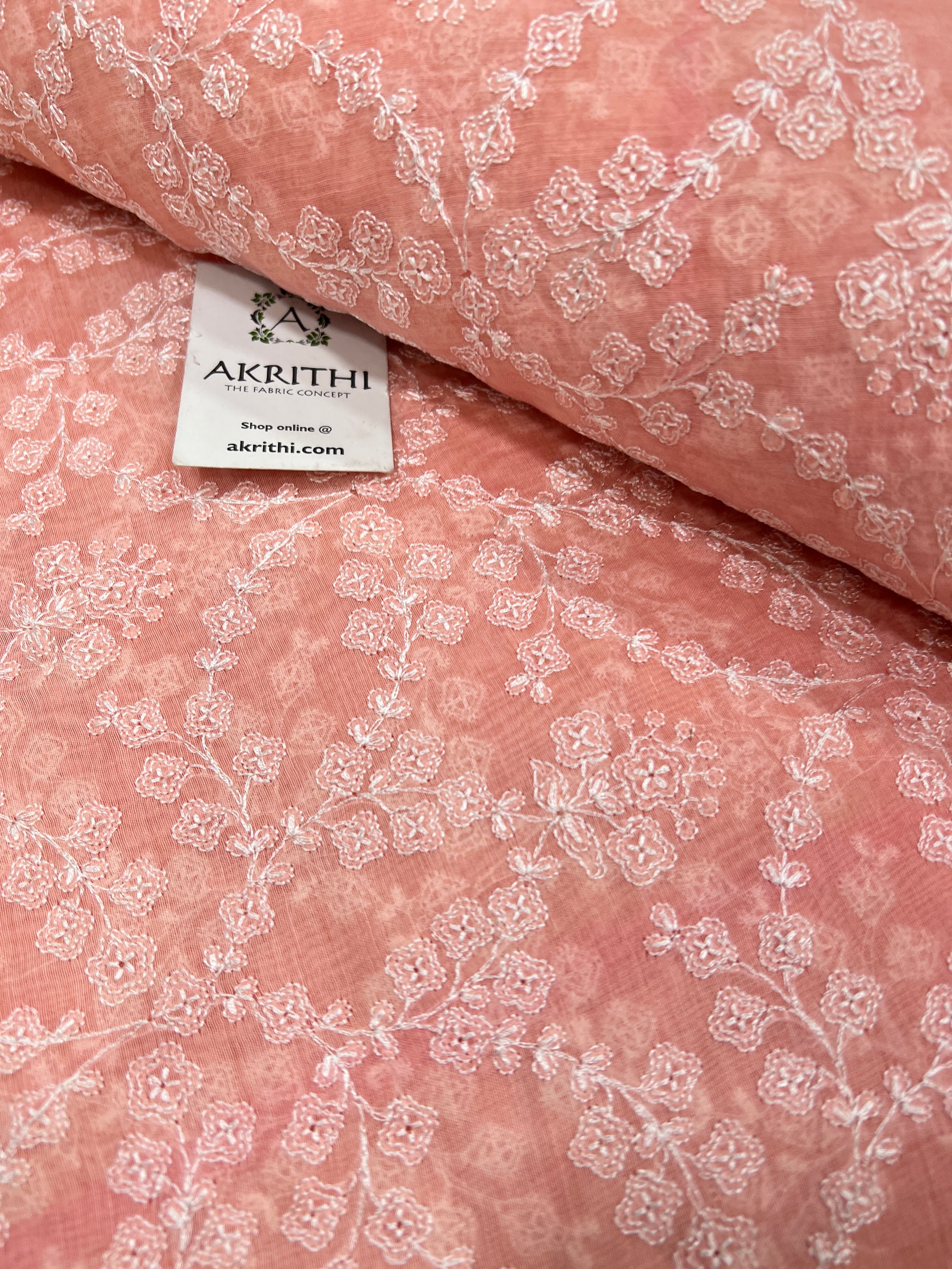 HANDLOOM MUL CHANDERI EMBROIDERED FABRIC