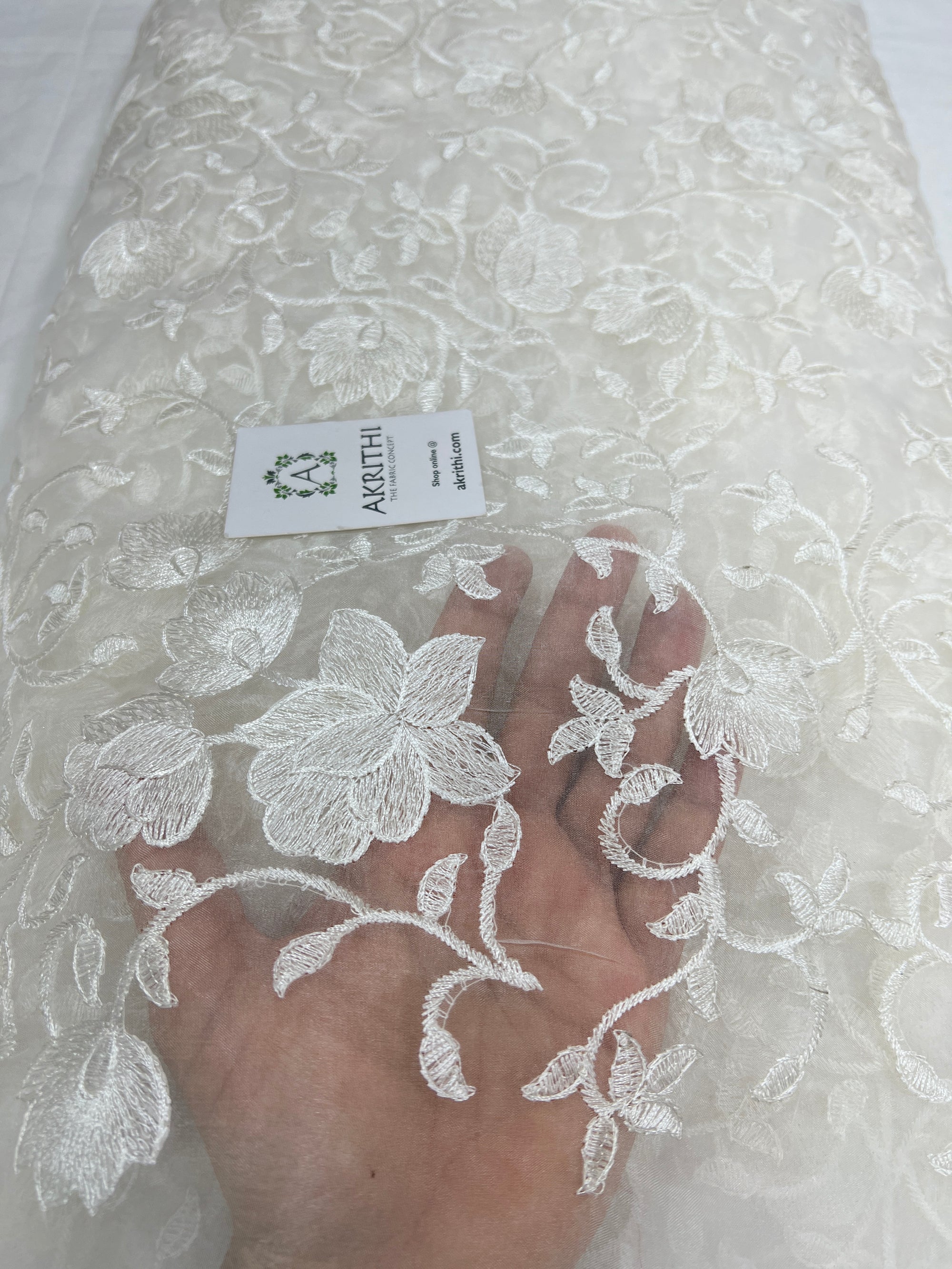 Embroidered organza fabric