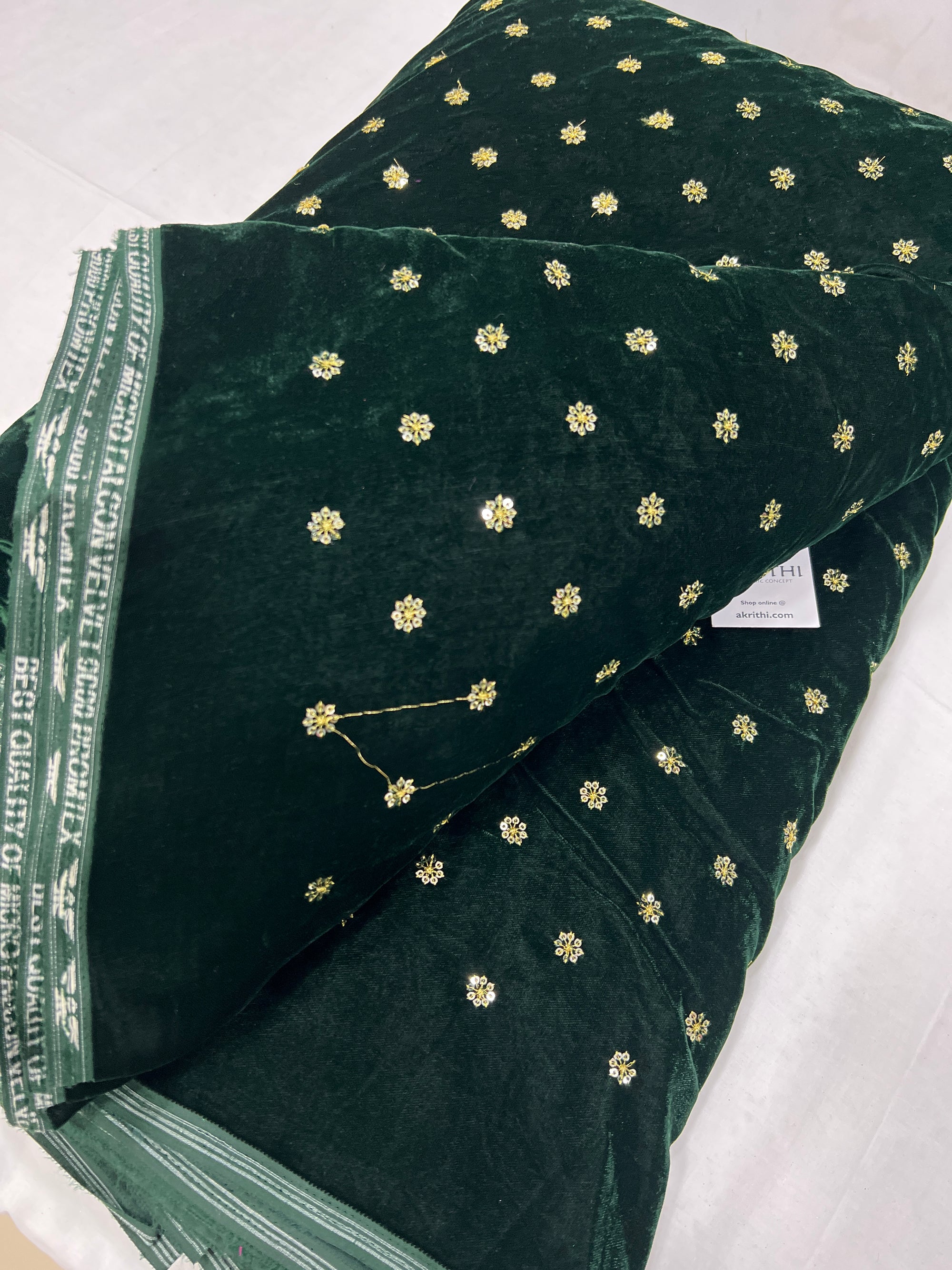 Embroidery on micro velvet fabric