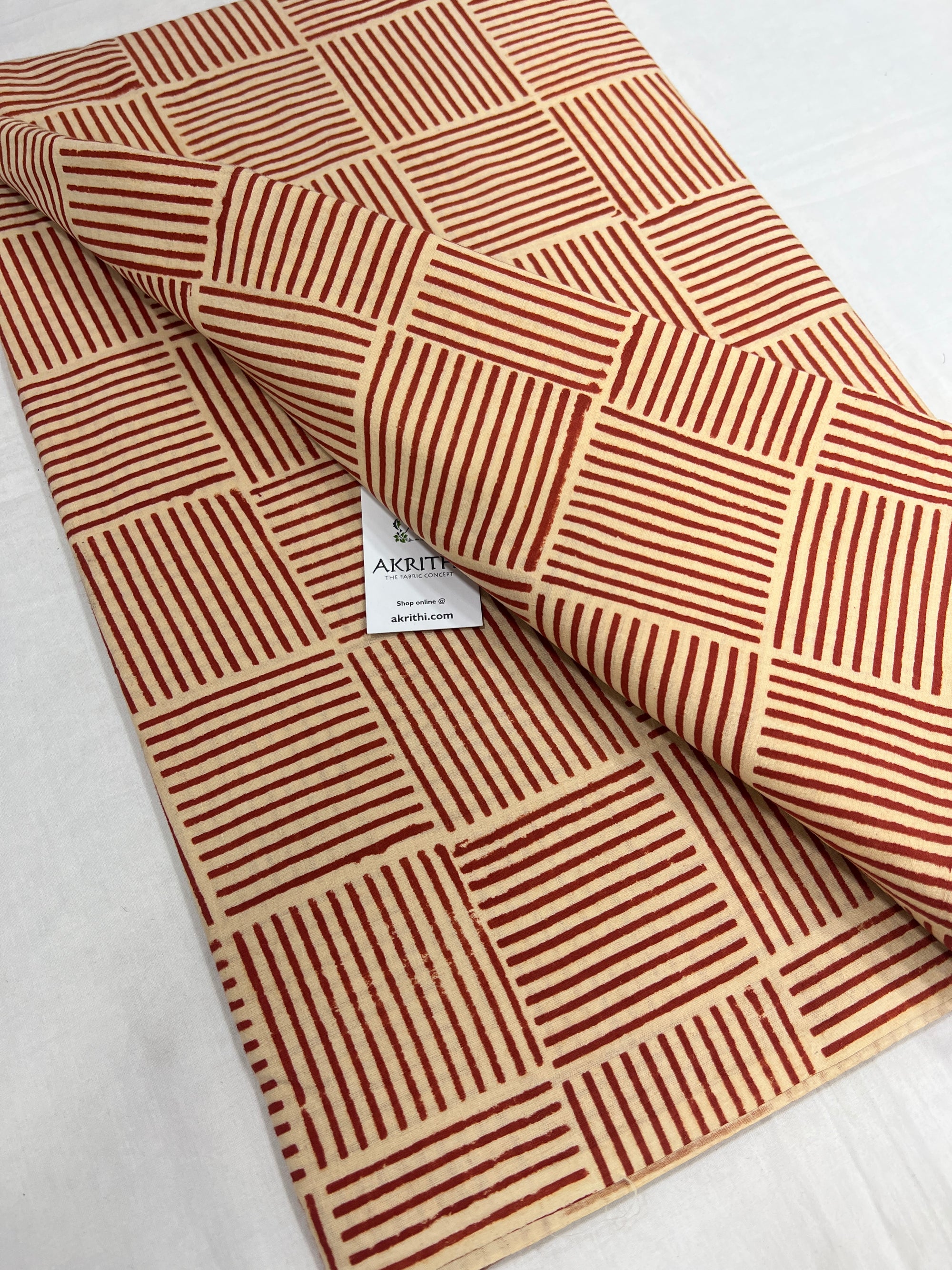 Hand block Printed pure cotton fabric 70 CM CUT