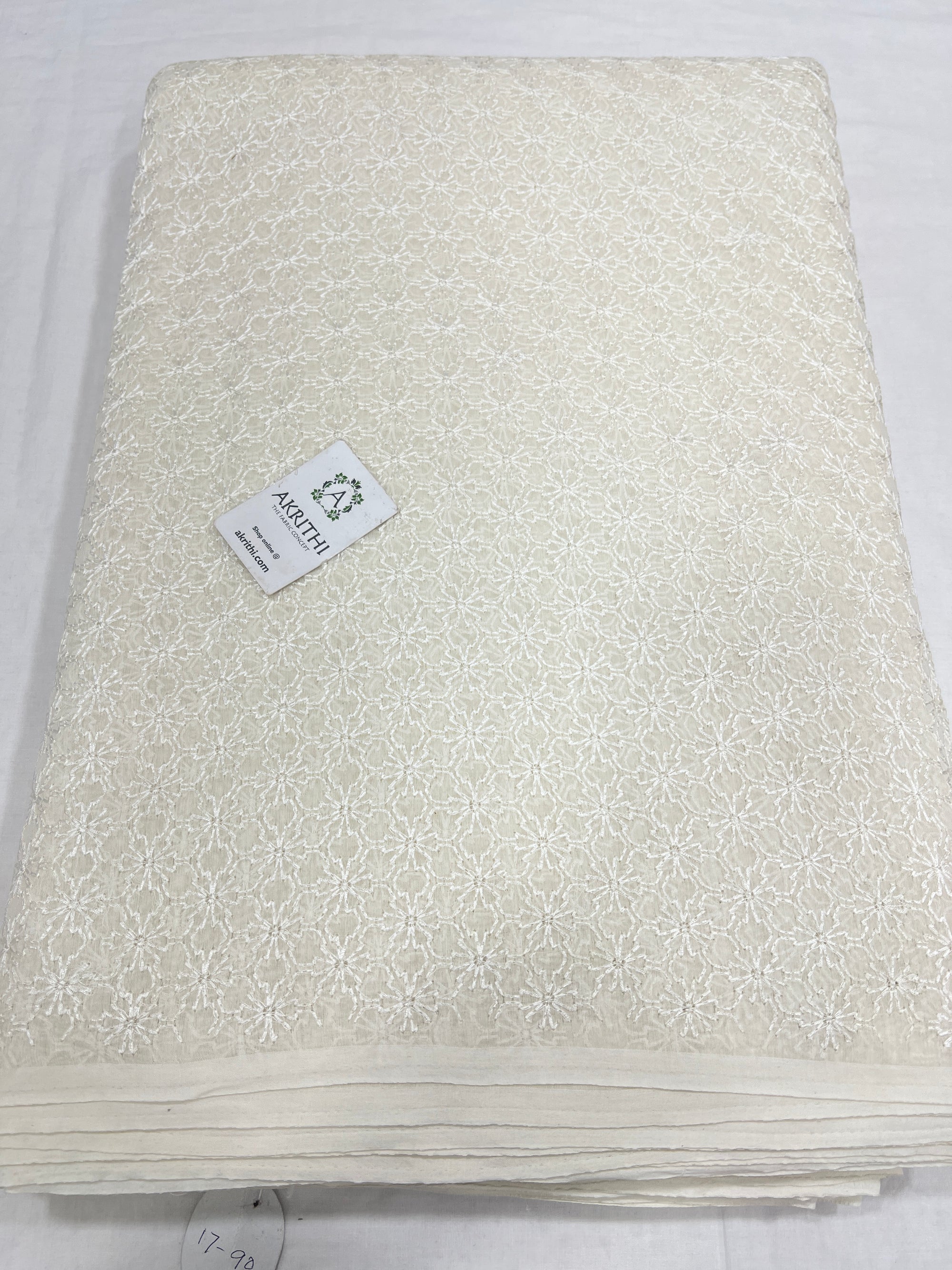 HANDLOOM MUL CHANDERI EMBROIDERED FABRIC