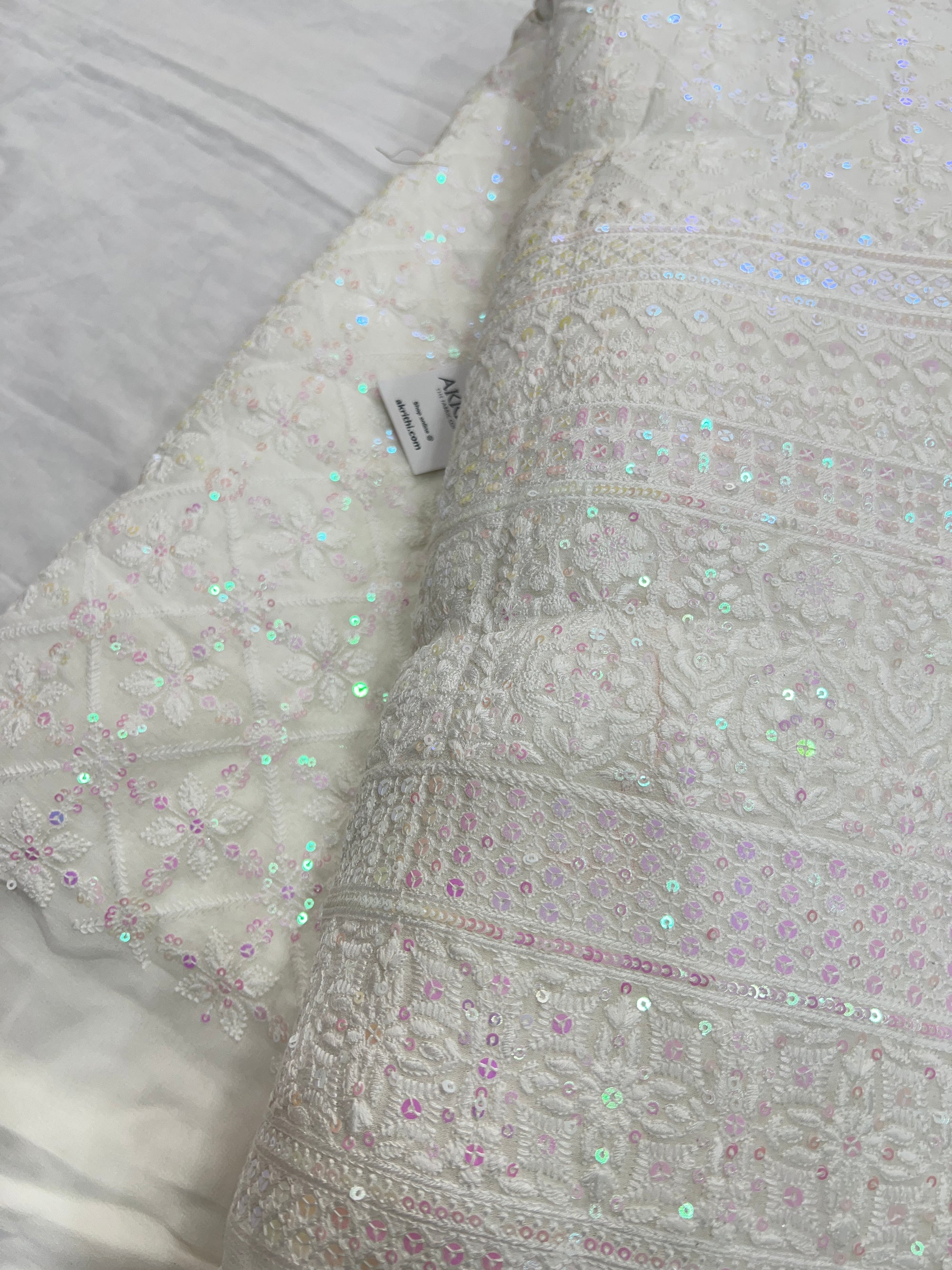 Dyeable Heavy Embroidered georgette fabric