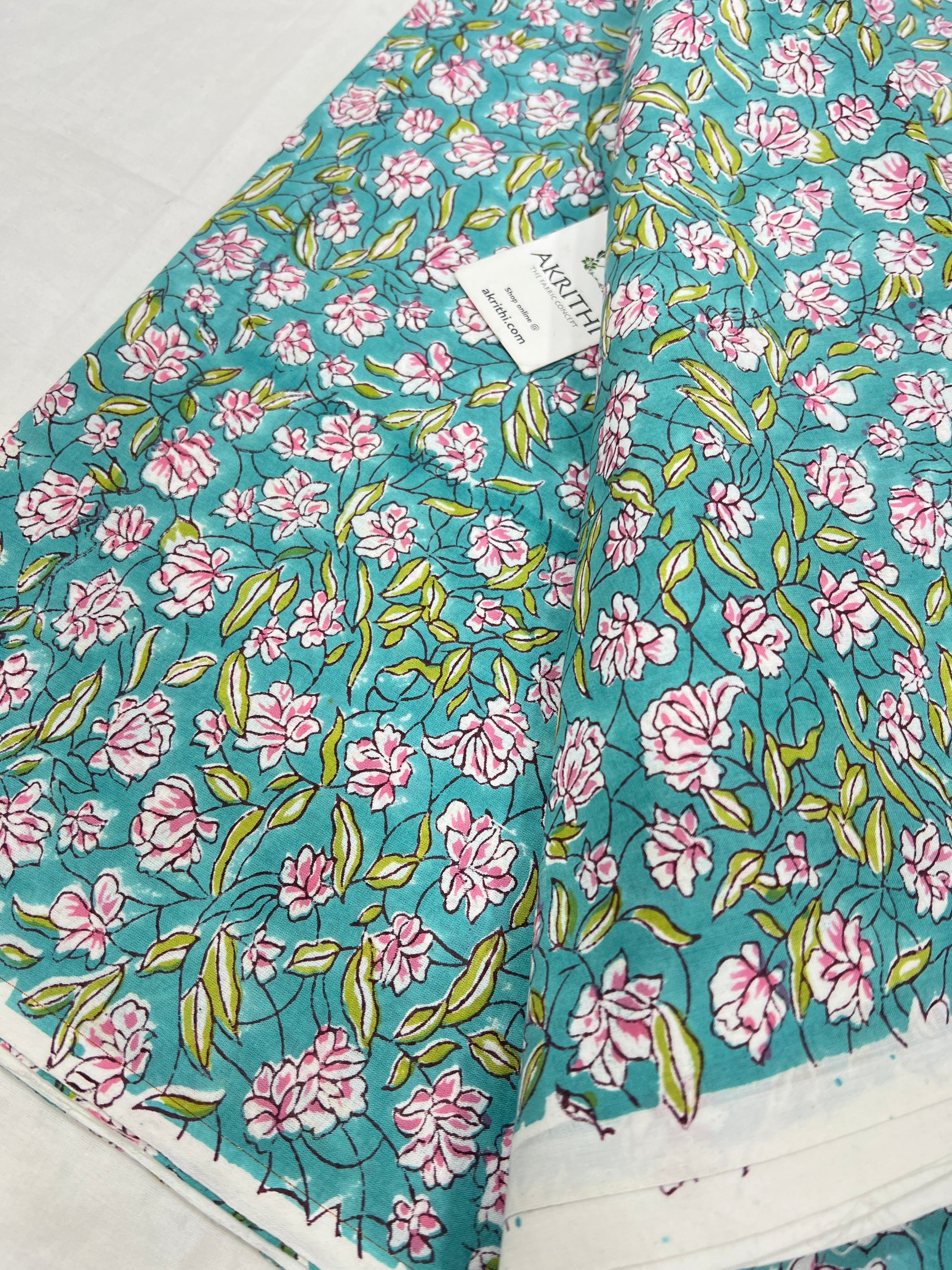 Hand block Printed pure cotton fabric