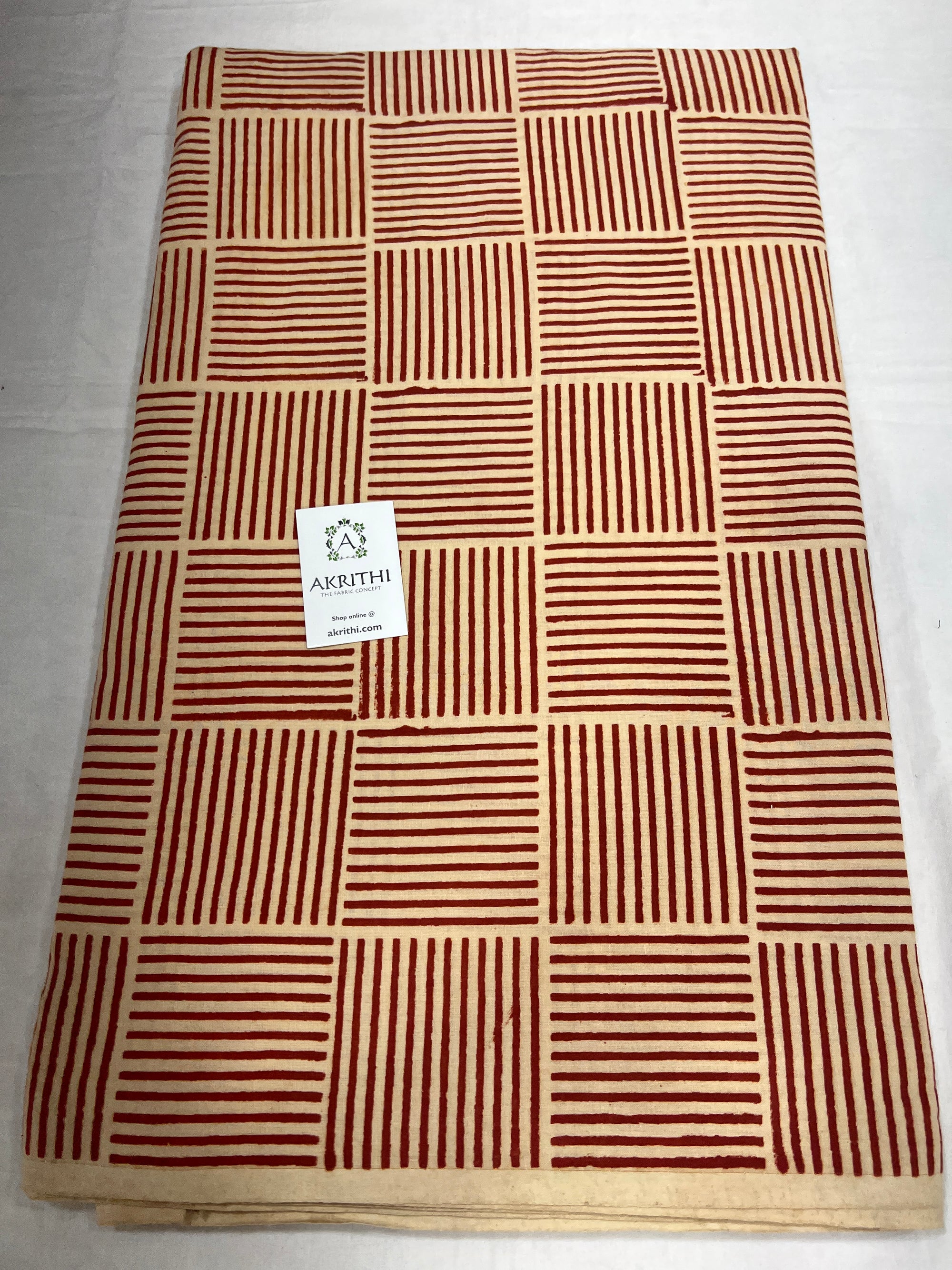 Hand block Printed pure cotton fabric 70 CM CUT