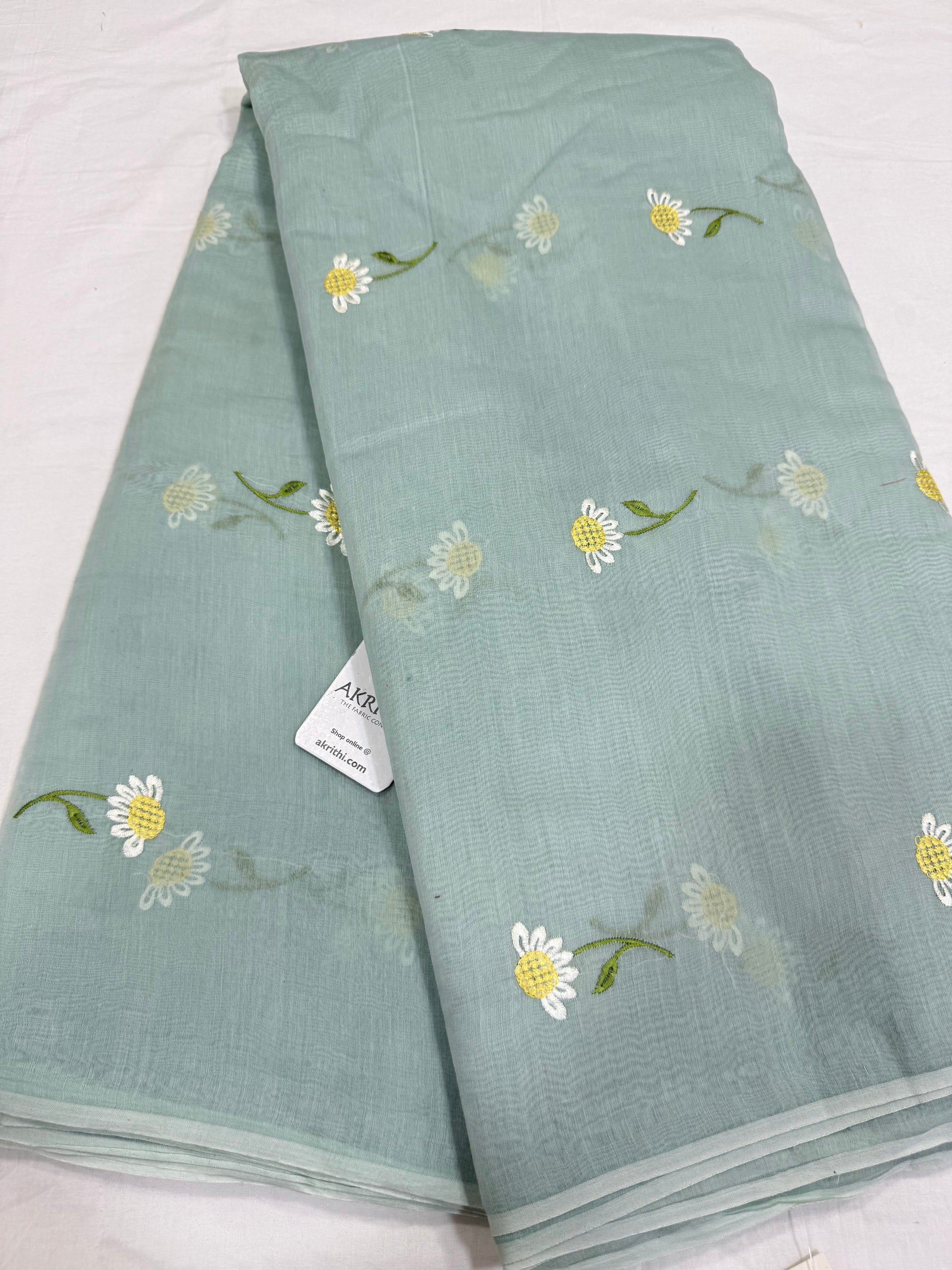 MUL CHANDERI EMBROIDERED FABRIC