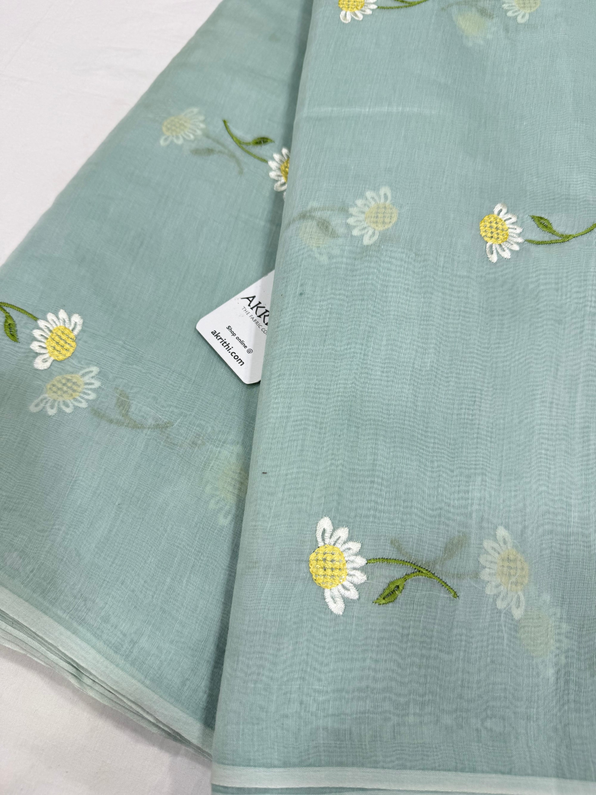 MUL CHANDERI EMBROIDERED FABRIC