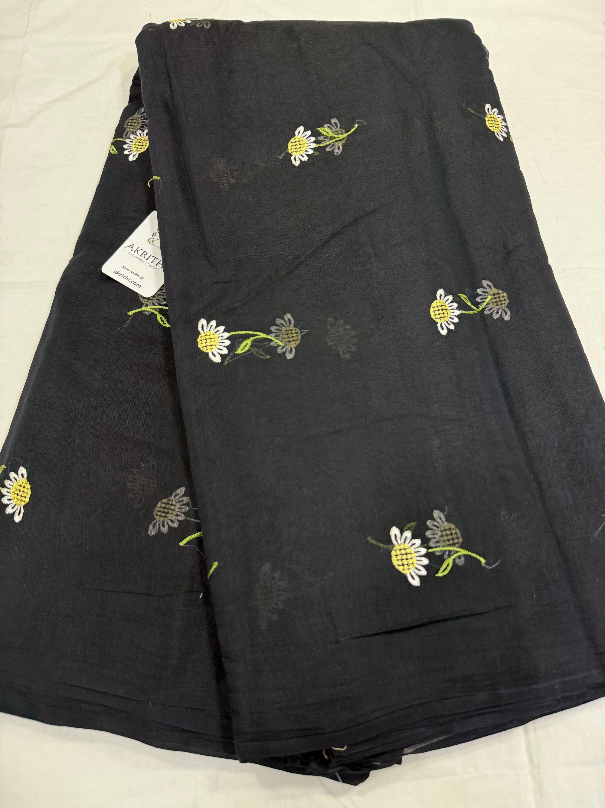 MUL CHANDERI EMBROIDERED FABRIC