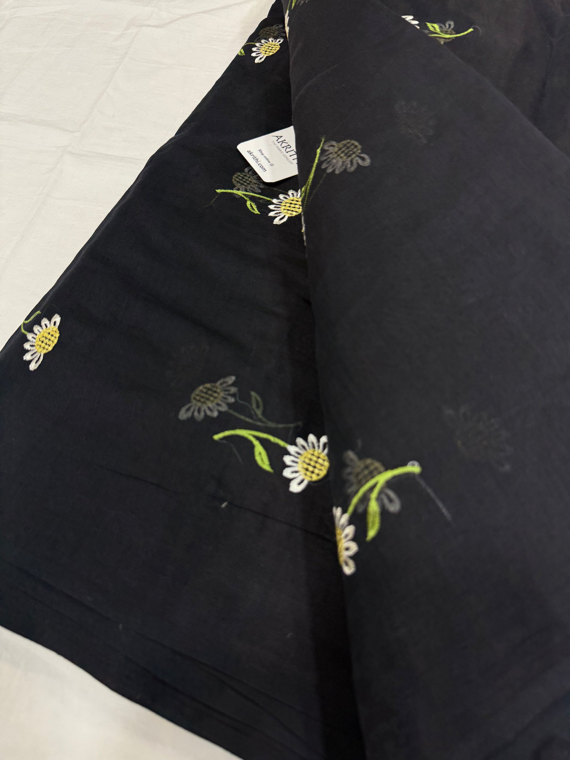 MUL CHANDERI EMBROIDERED FABRIC