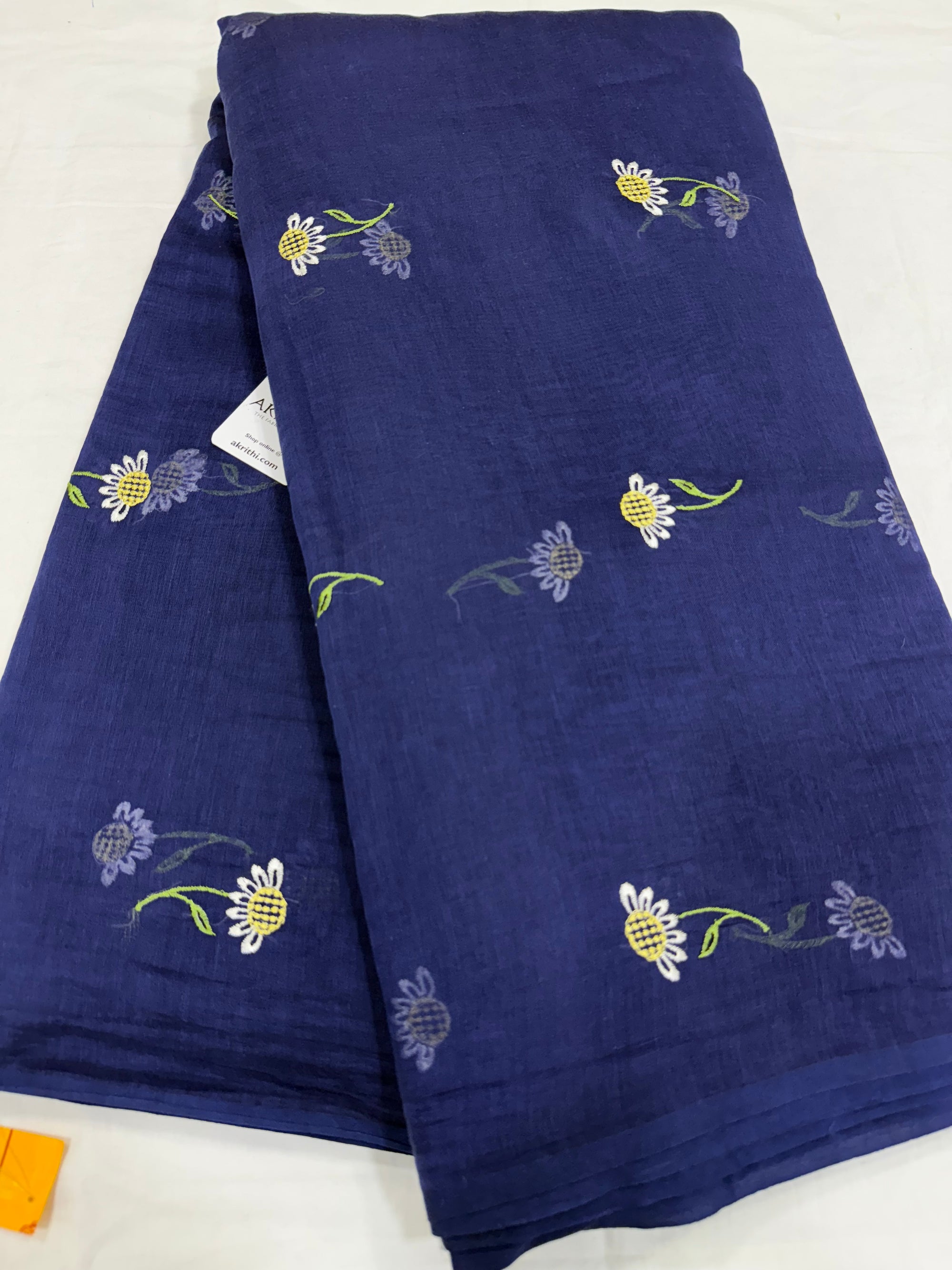 MUL CHANDERI EMBROIDERED FABRIC