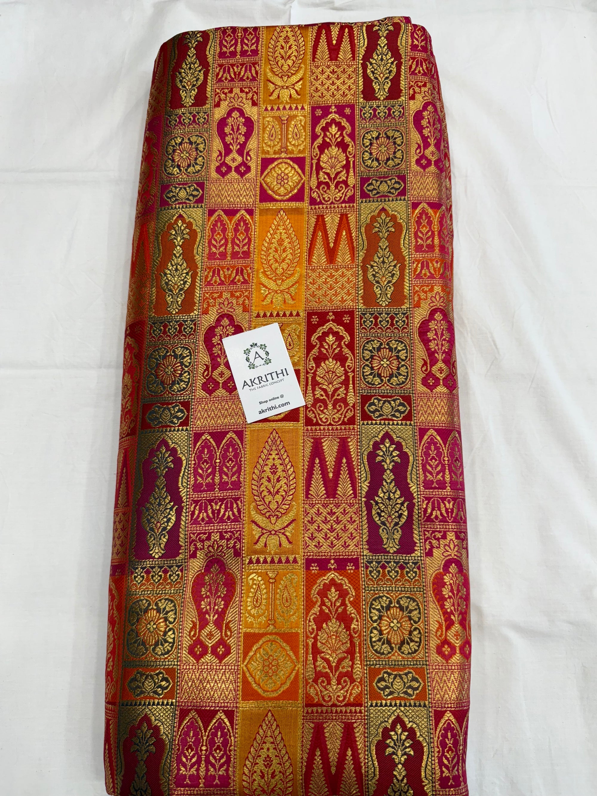 Multicoloured Pure Banarasi brocade fabric
