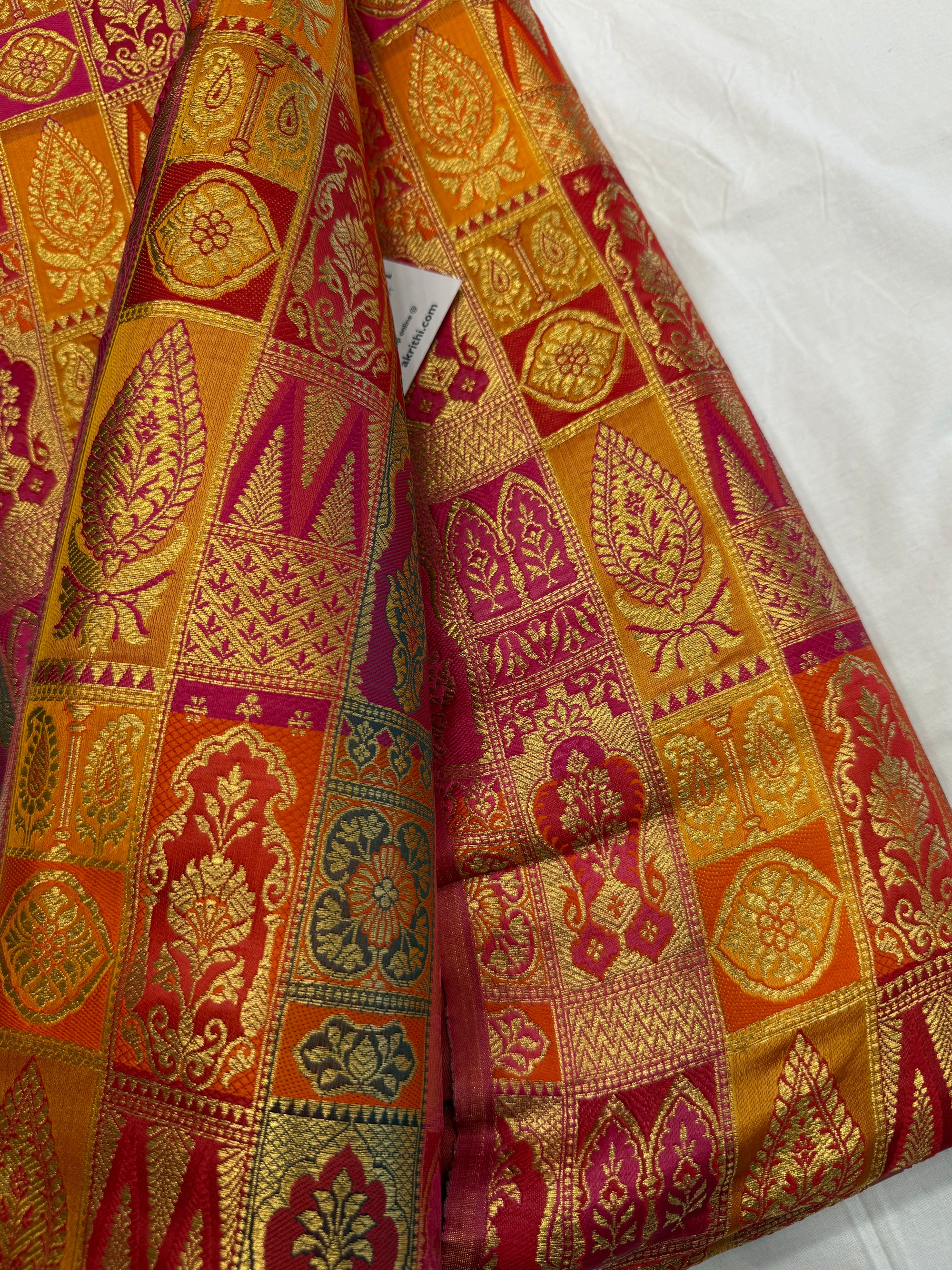 Multicoloured Pure Banarasi brocade fabric