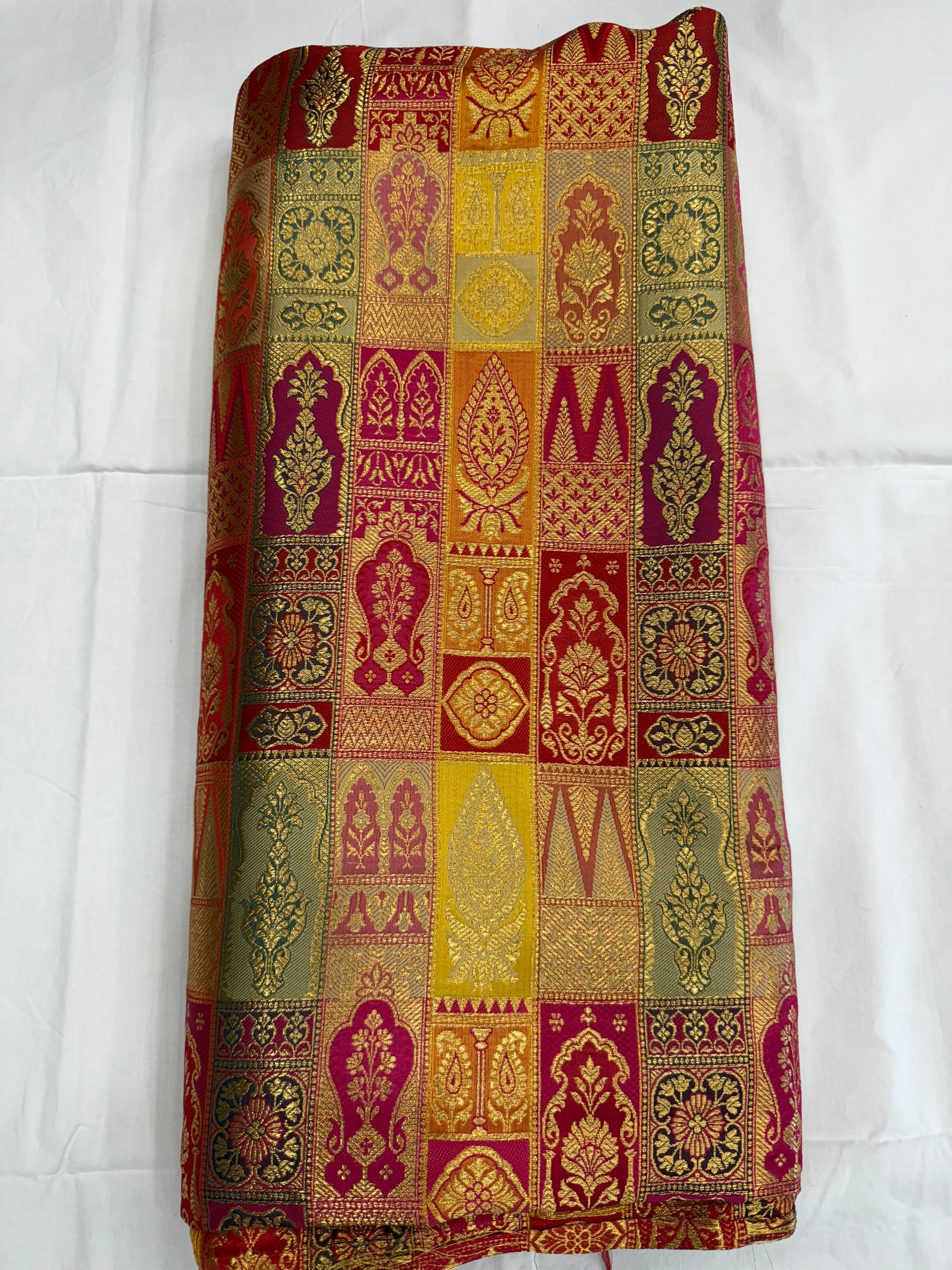 Multicoloured Pure Banarasi brocade fabric