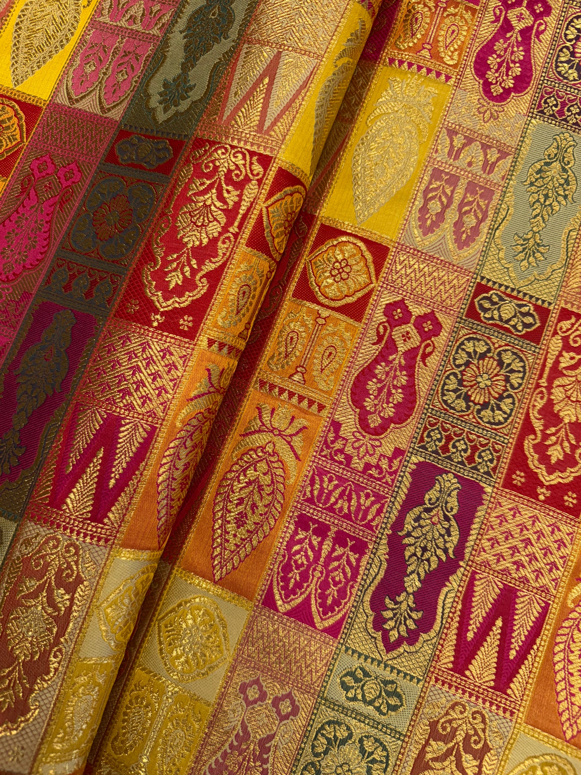 Multicoloured Pure Banarasi brocade fabric