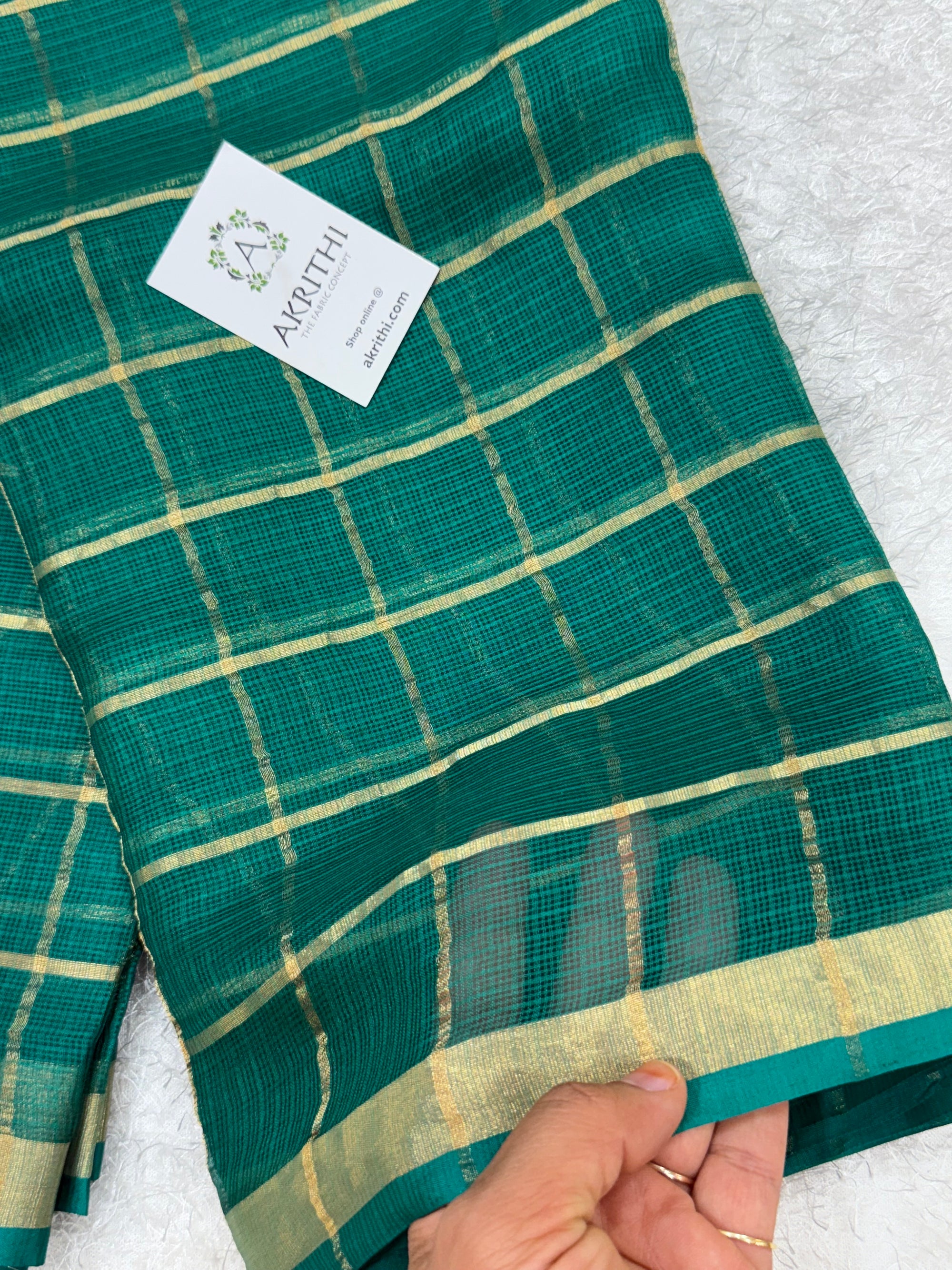 Pure kota silk saree with zari checks