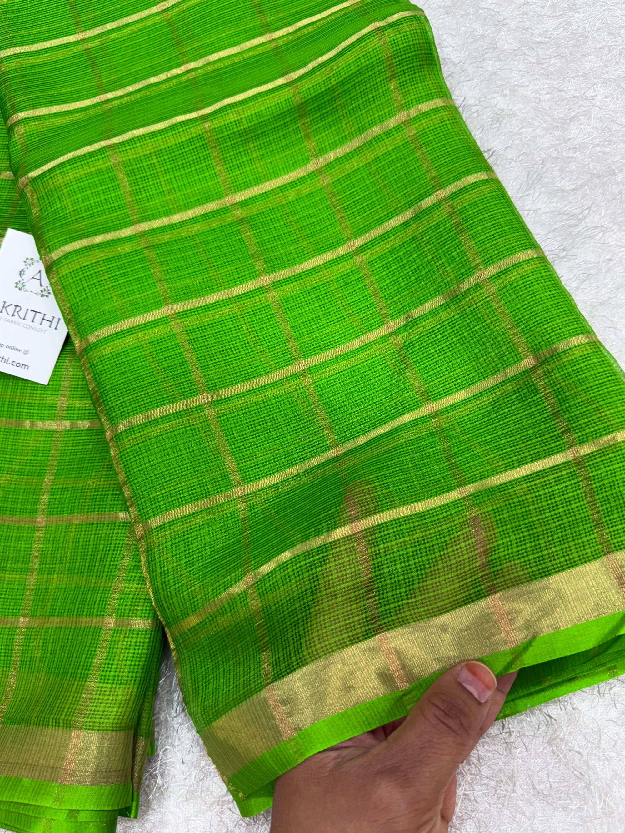 Pure kota silk saree with zari checks
