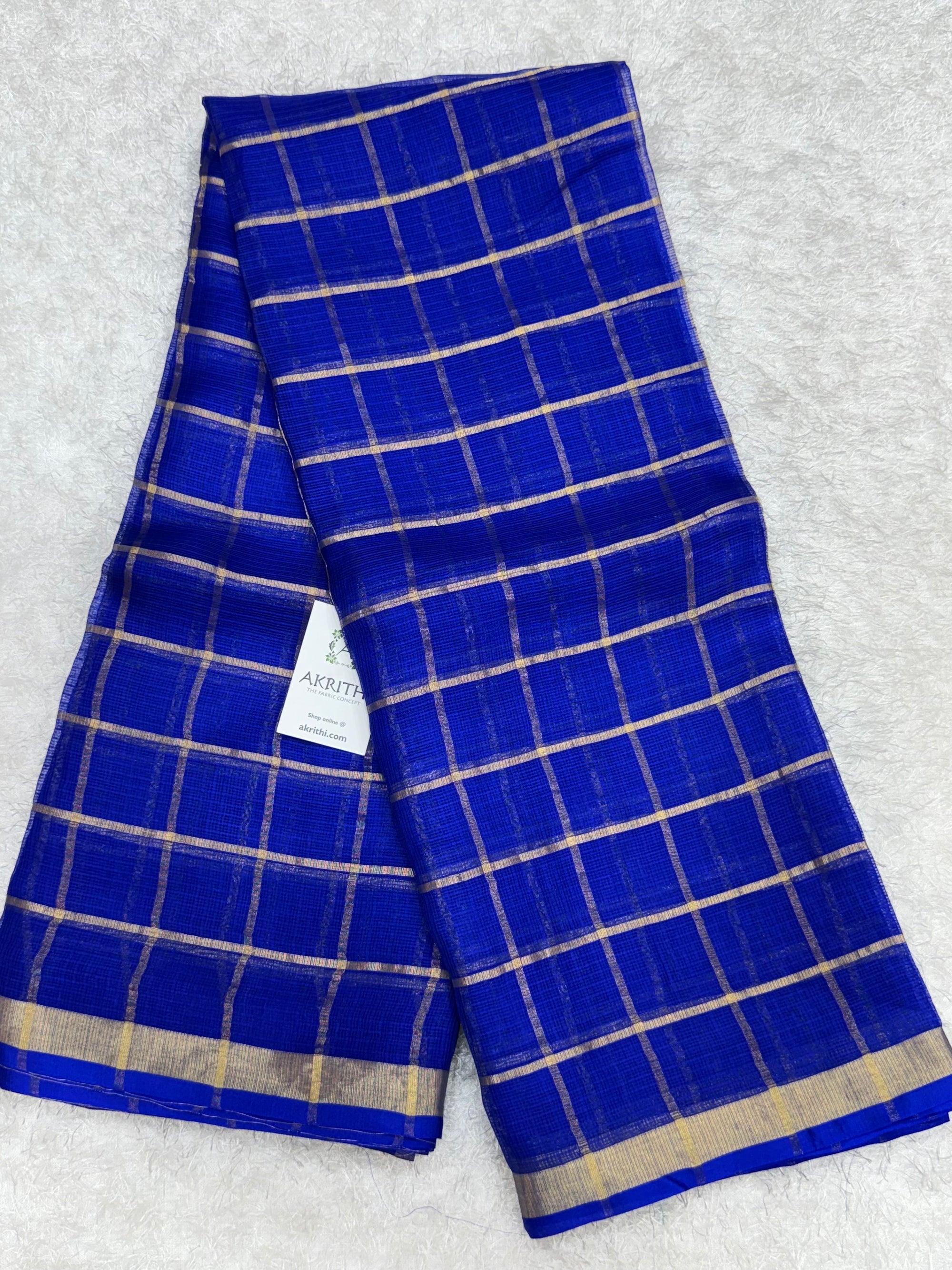 Pure kota silk saree with zari checks