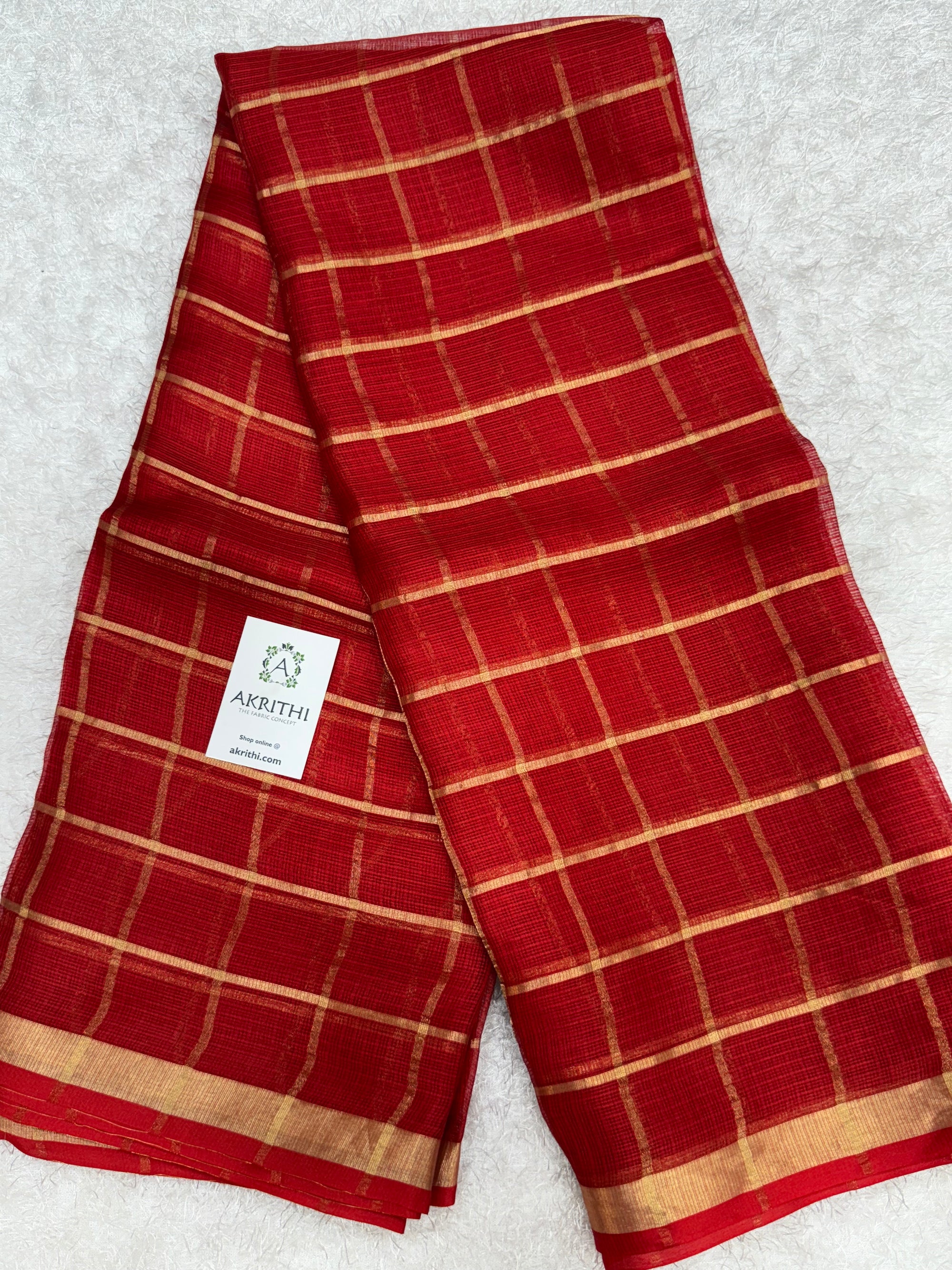 Pure kota silk saree with zari checks