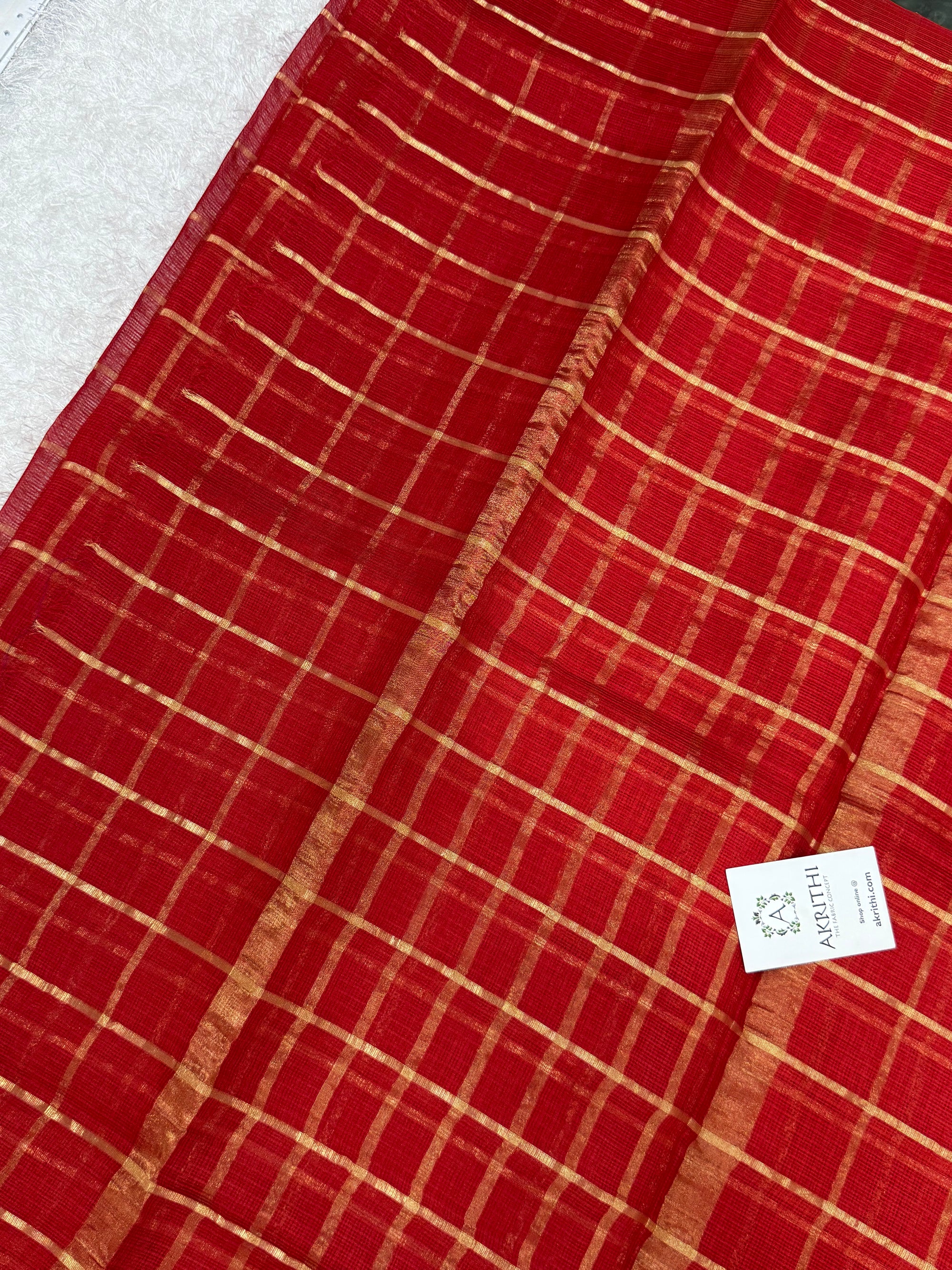 Pure kota silk saree with zari checks