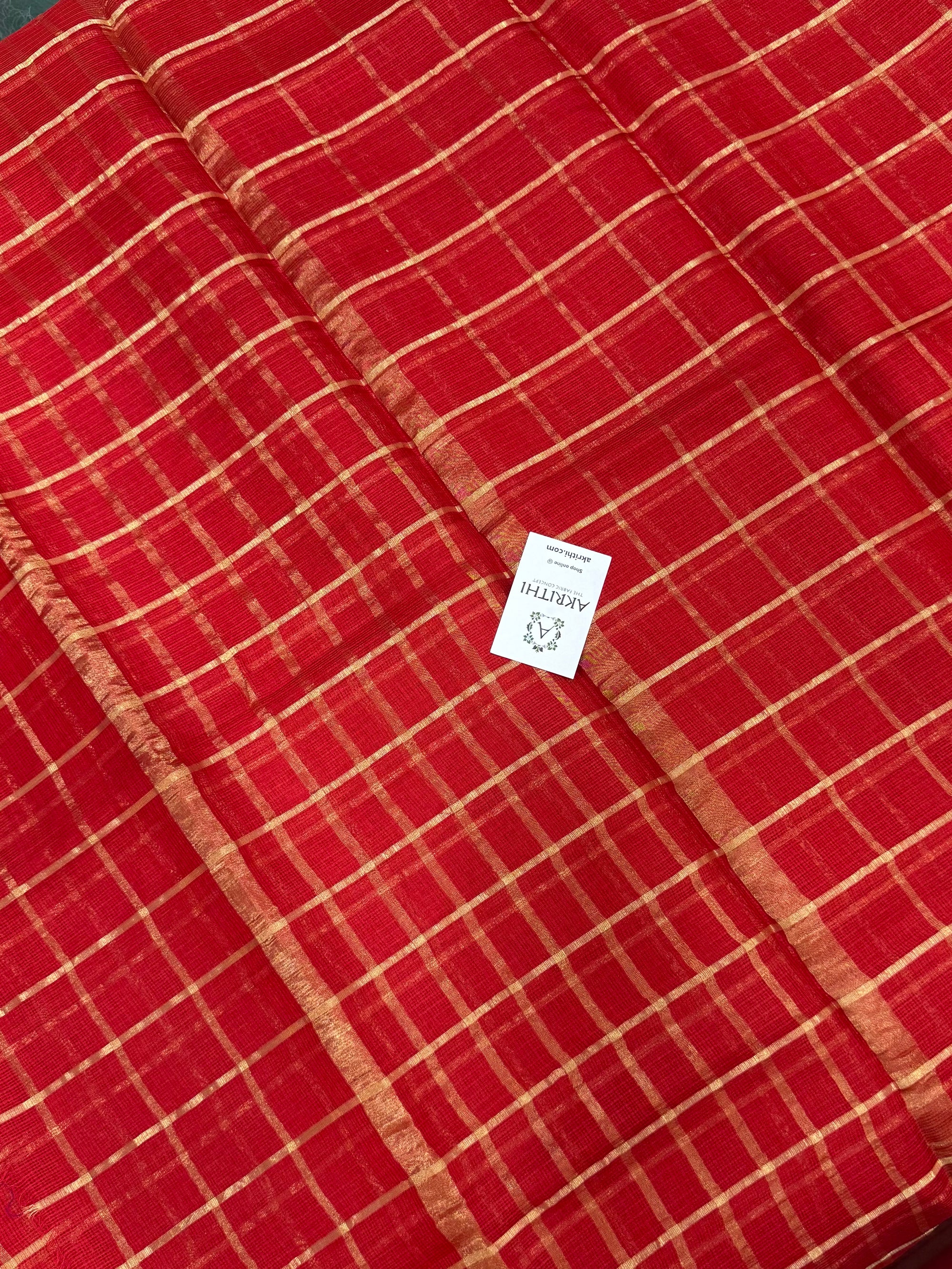 Pure kota silk saree with zari checks