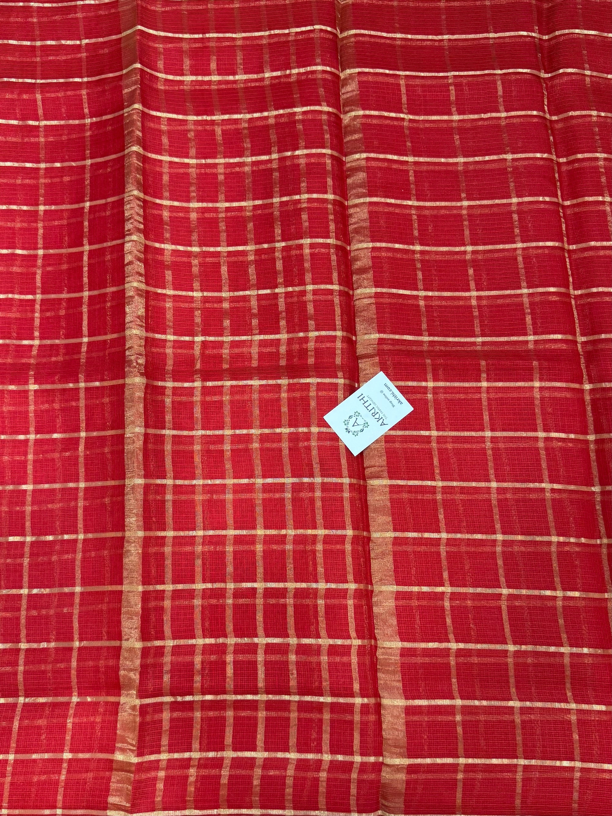 Pure kota silk saree with zari checks