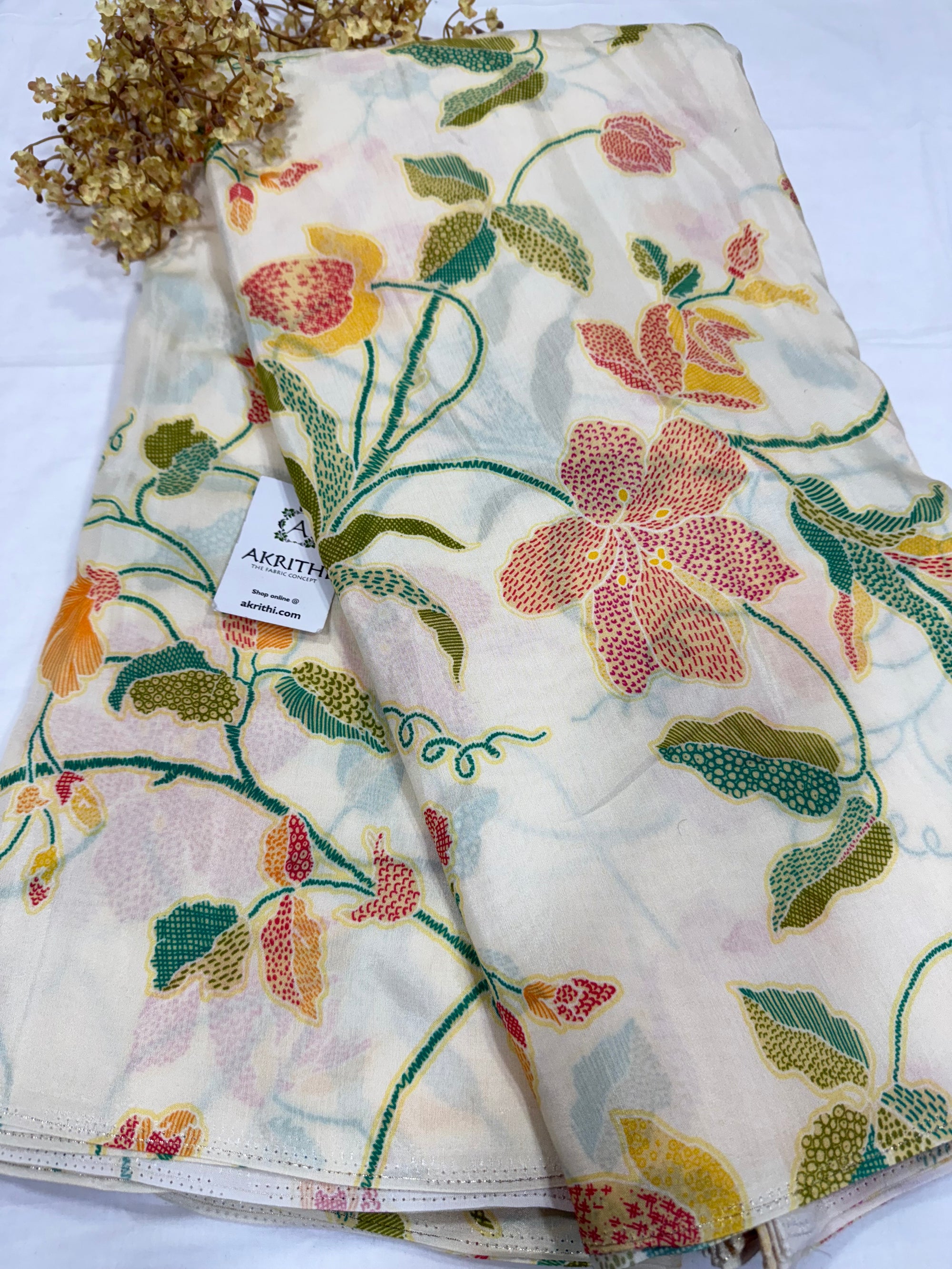 Printed pure muslin fabric