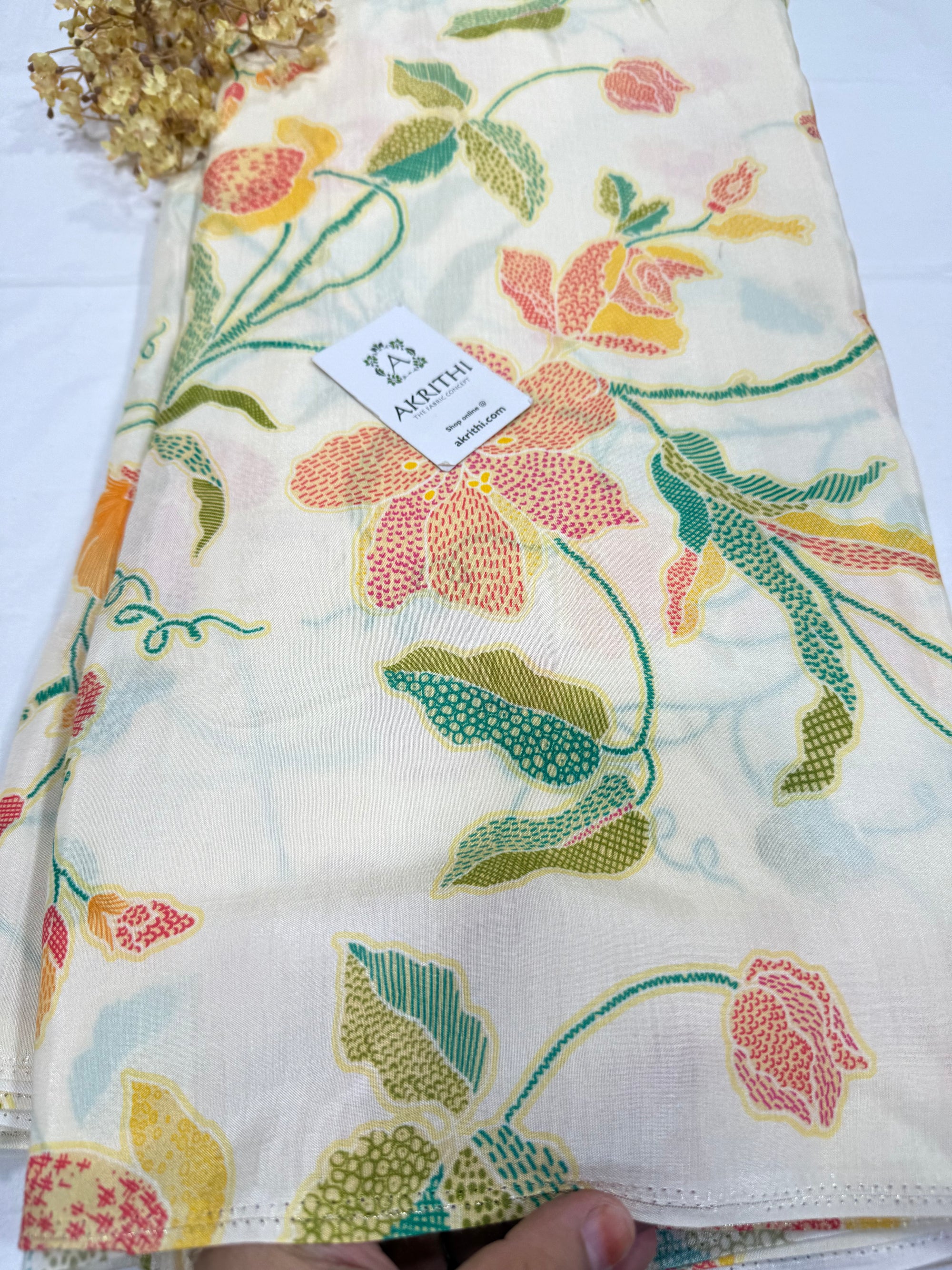 Printed pure muslin fabric