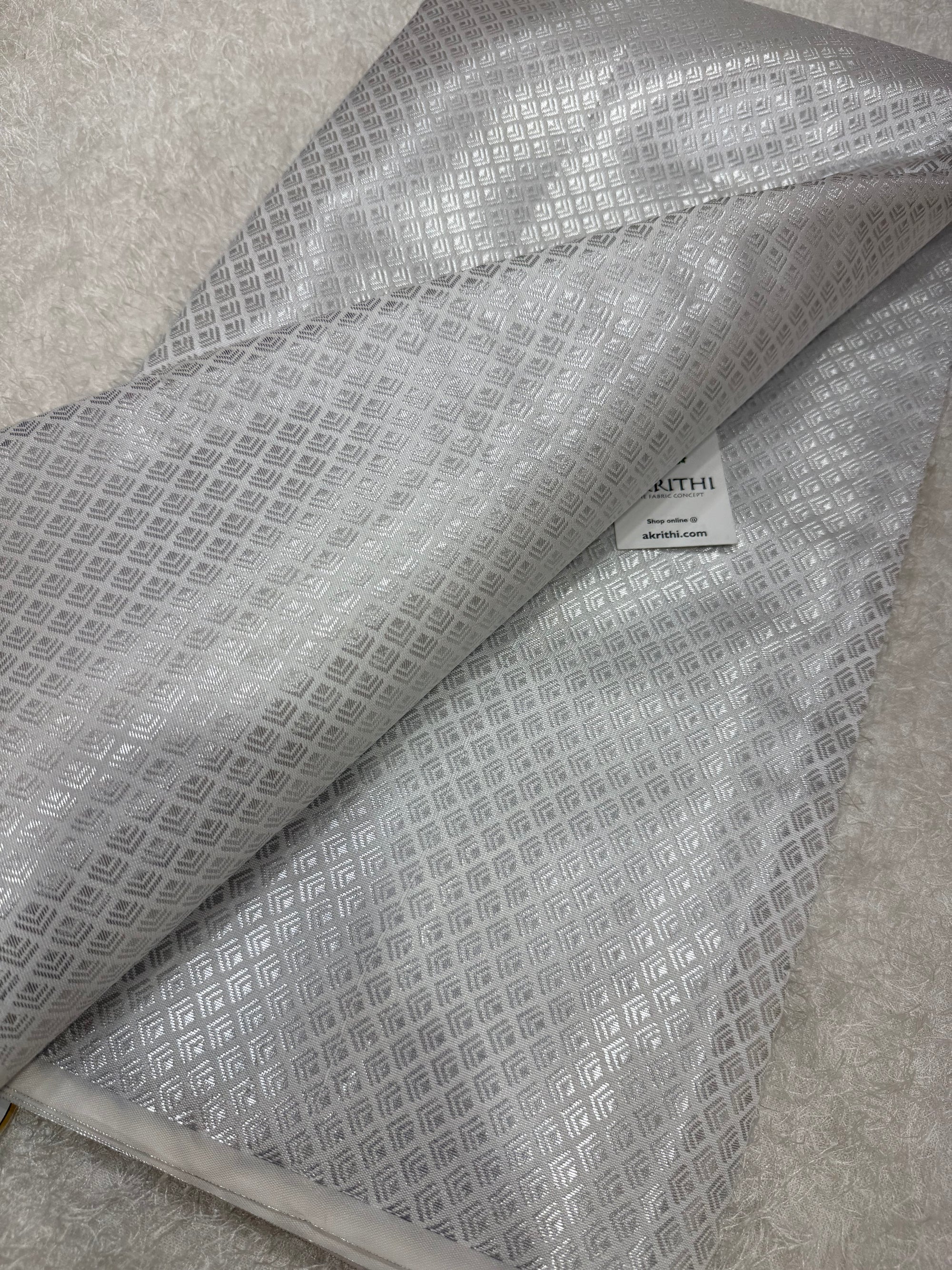 Silver Pure Banarasi brocade fabric