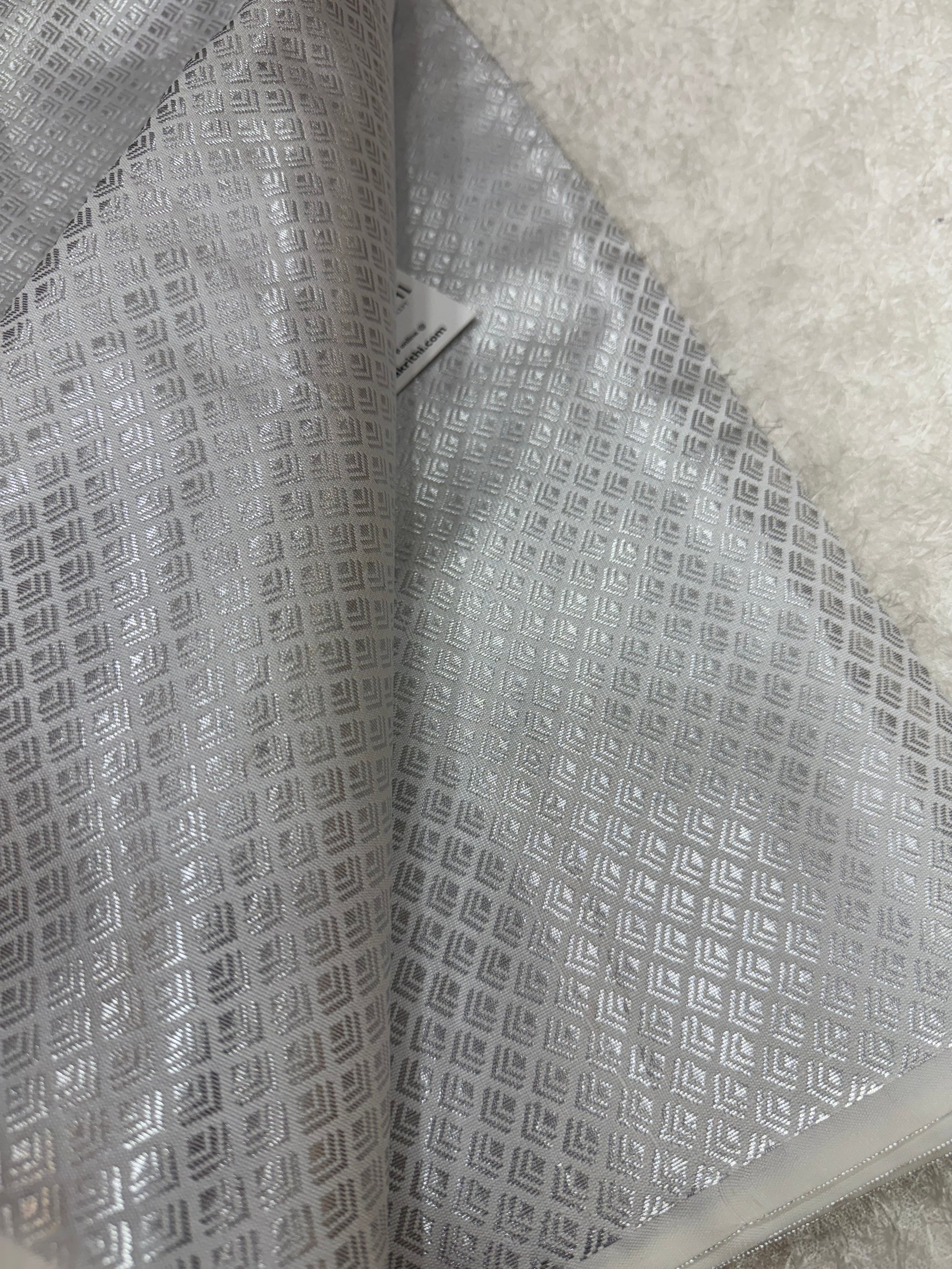 Silver Pure Banarasi brocade fabric