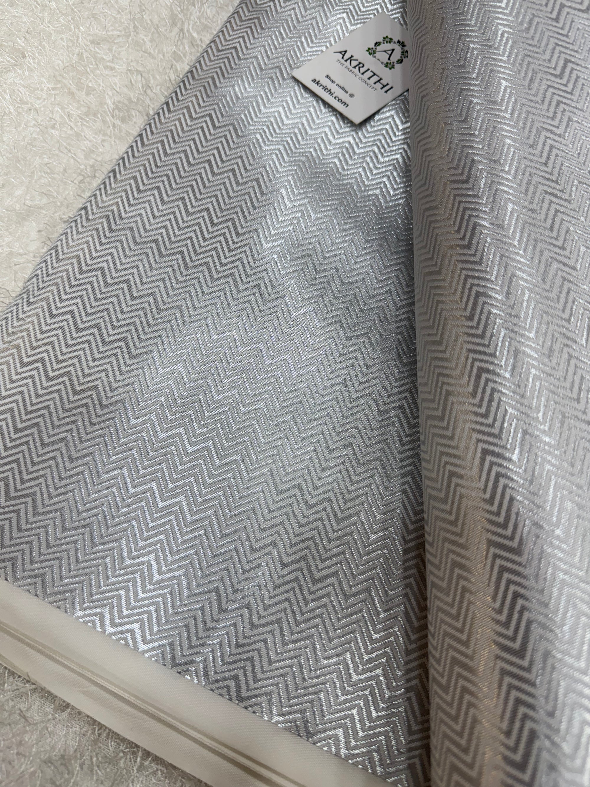 Silver Pure Banarasi brocade fabric