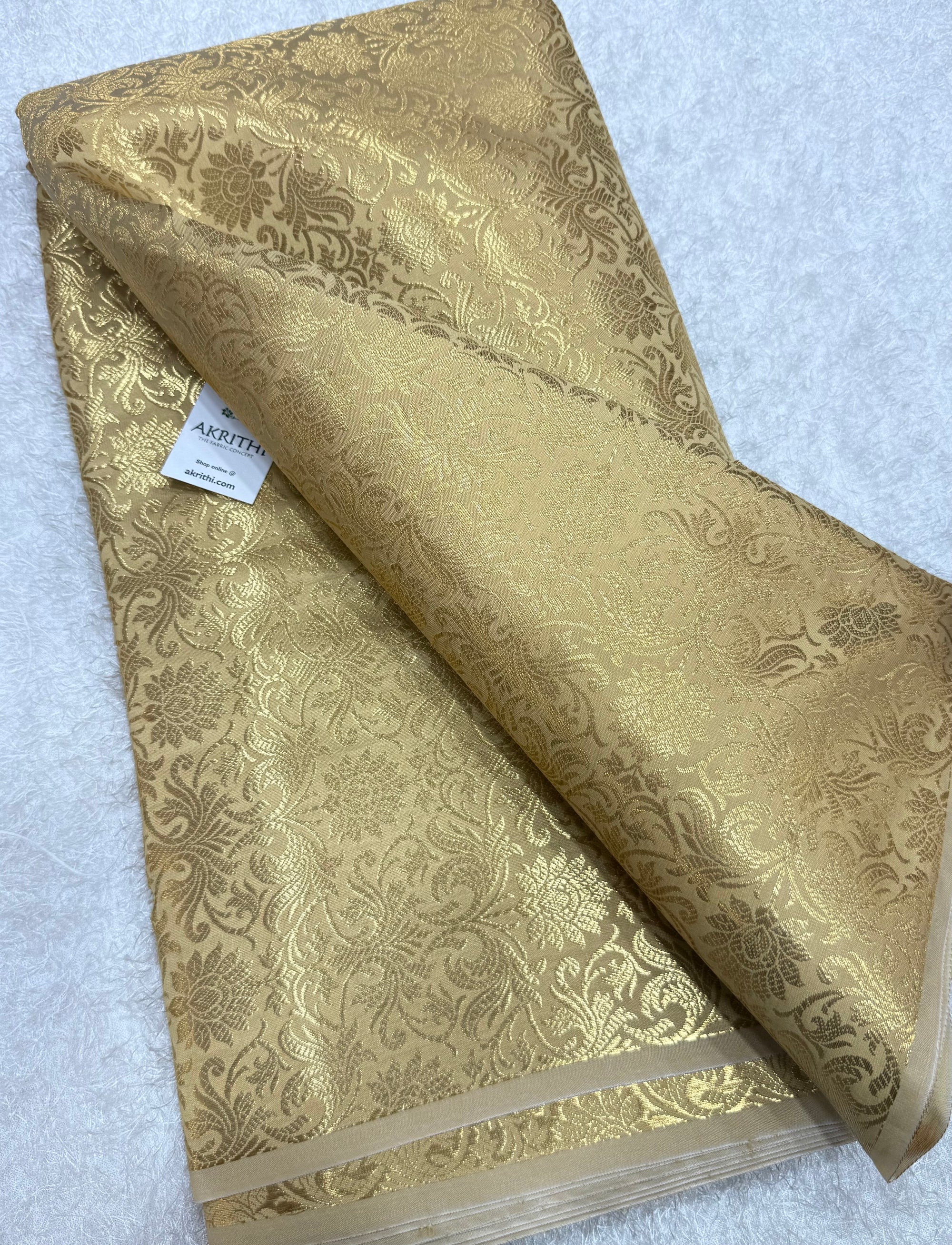 Gold colour Pure Banarasi brocade fabric