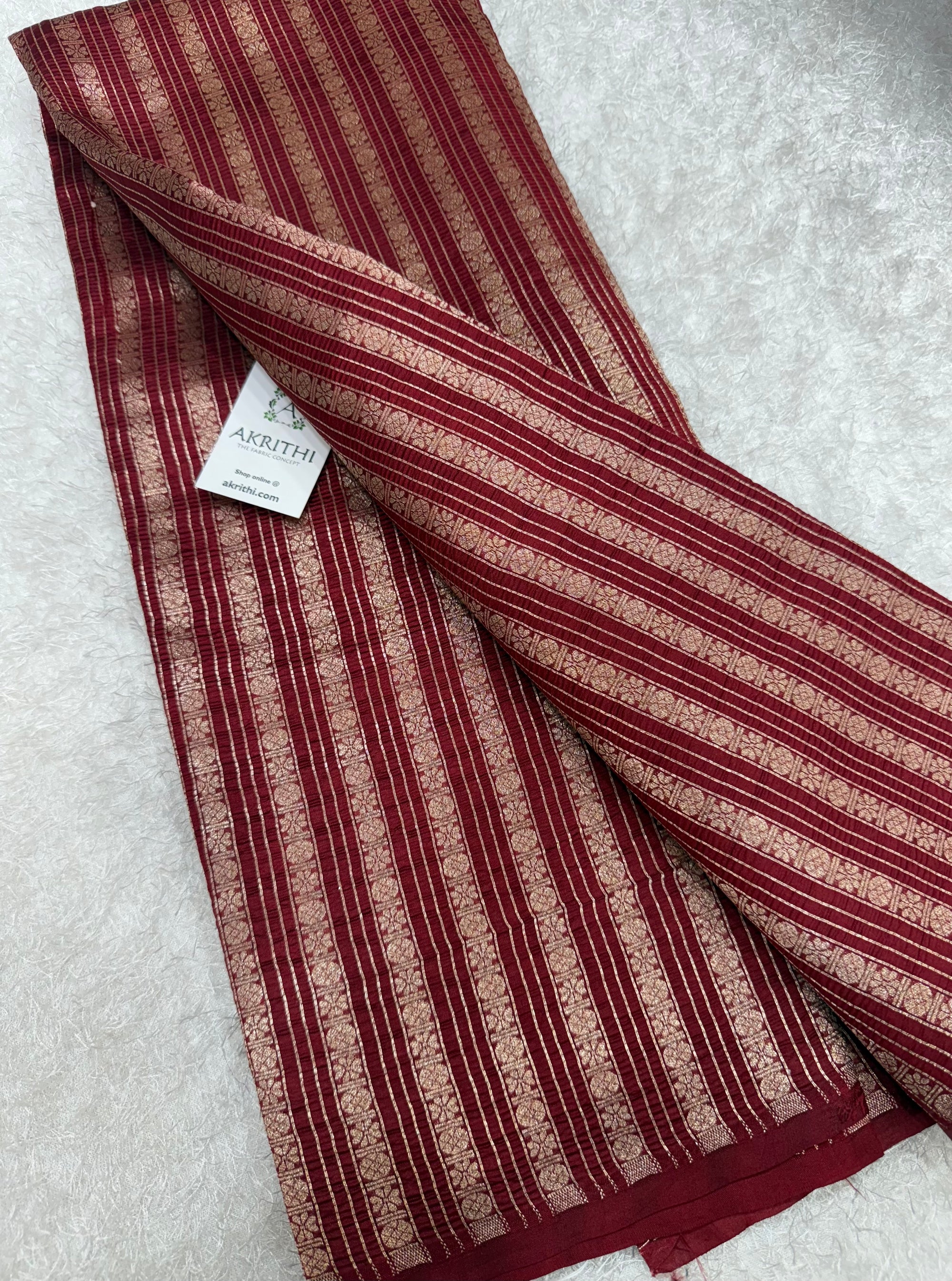 Crushed Pure raw mango silk Banarasi fabric