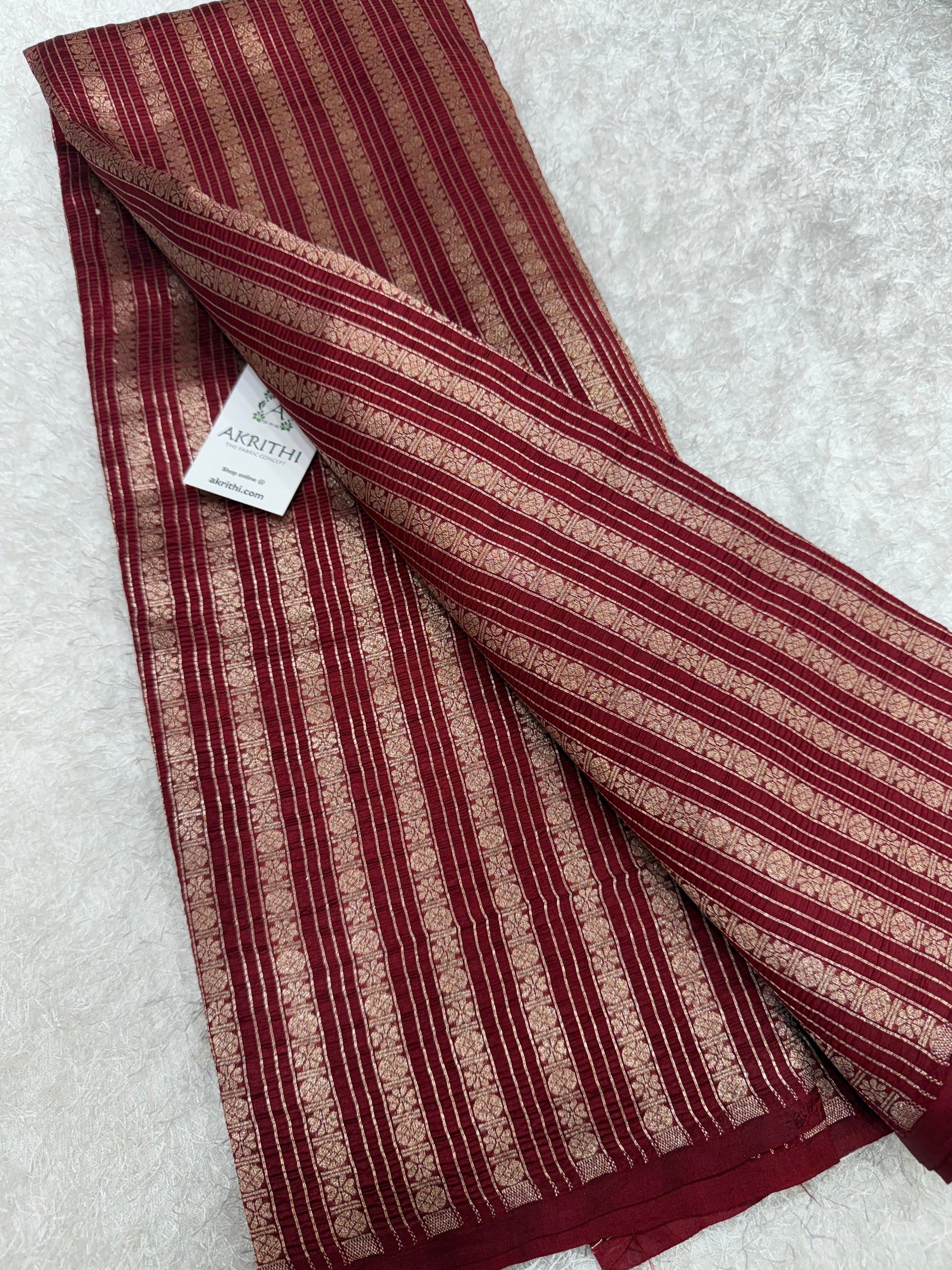 Crushed Pure raw mango silk Banarasi fabric