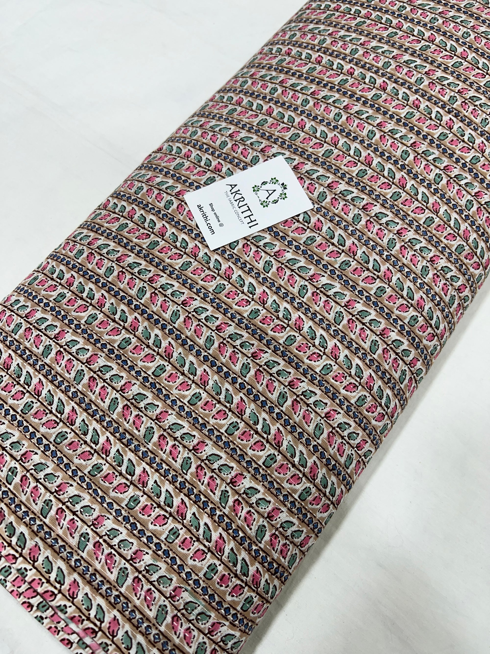 Kantha Printed pure cotton fabric 1.4 METERS CUT