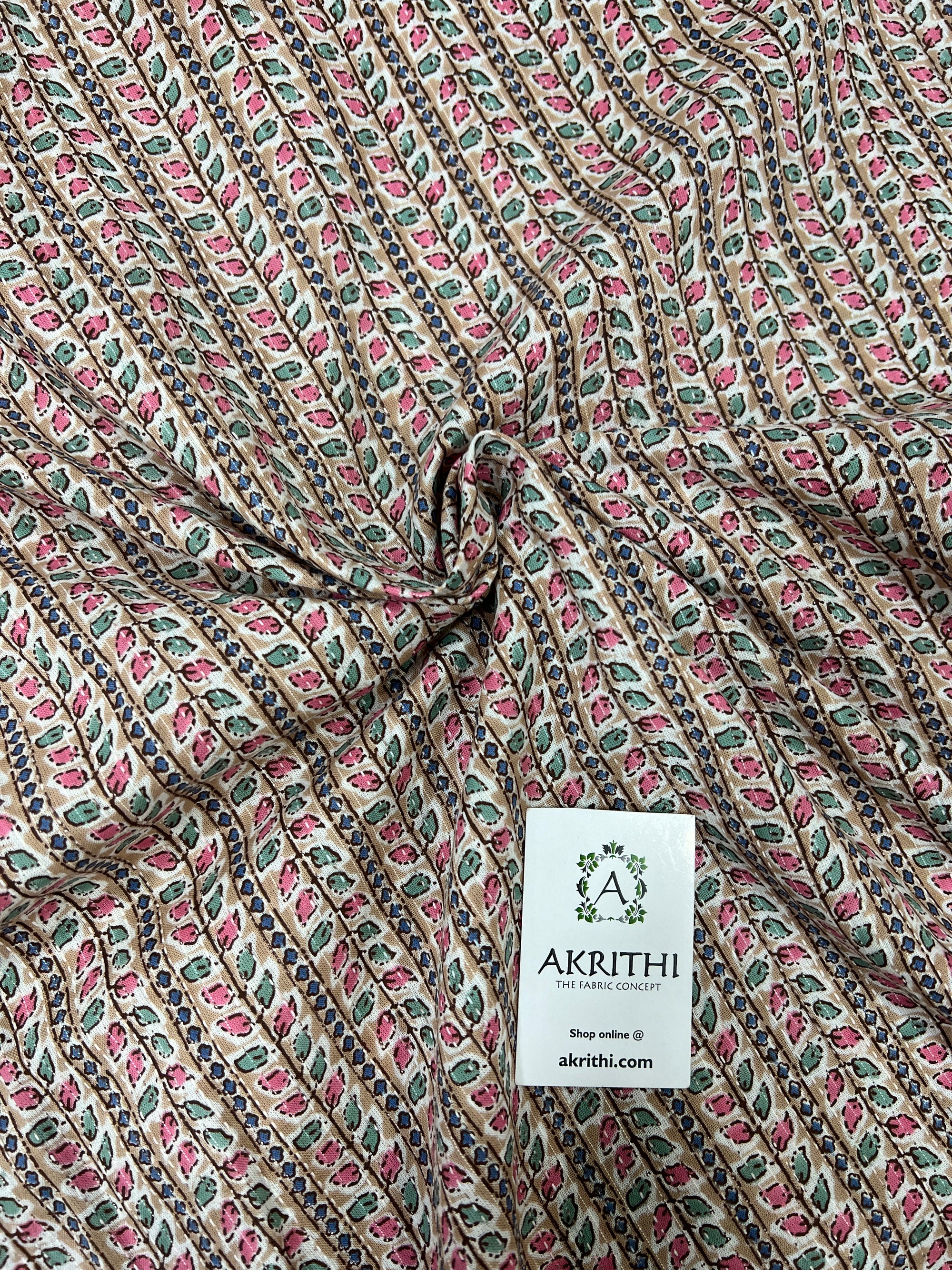 Kantha Printed pure cotton fabric 1.4 METERS CUT