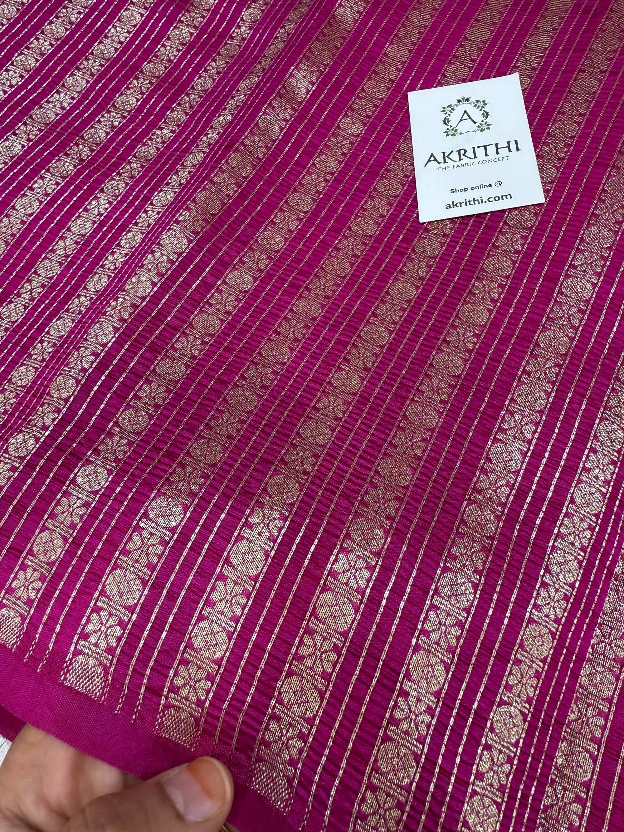 Crushed Pure raw mango silk Banarasi fabric