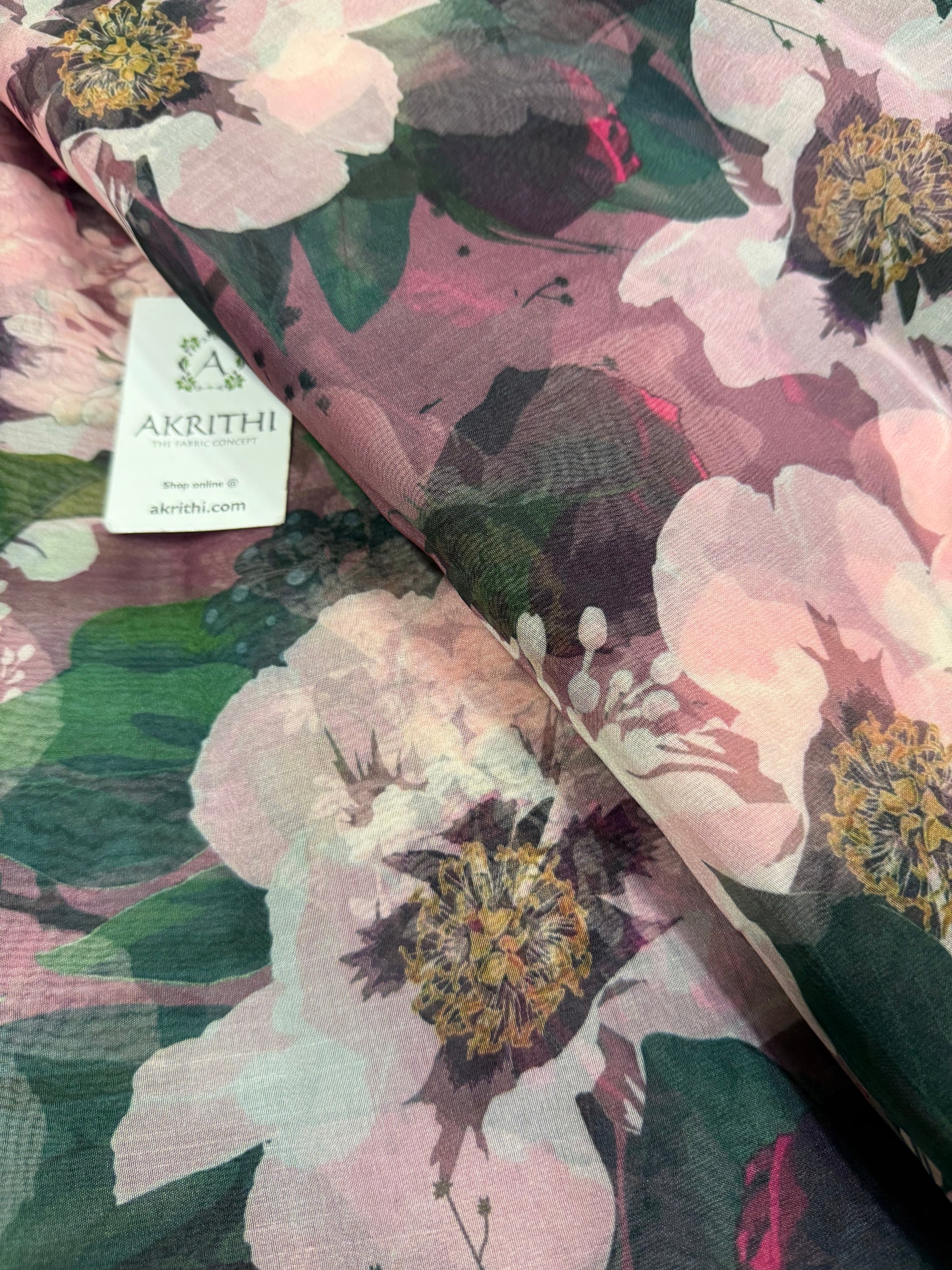 Digital floral Printed organza fabric