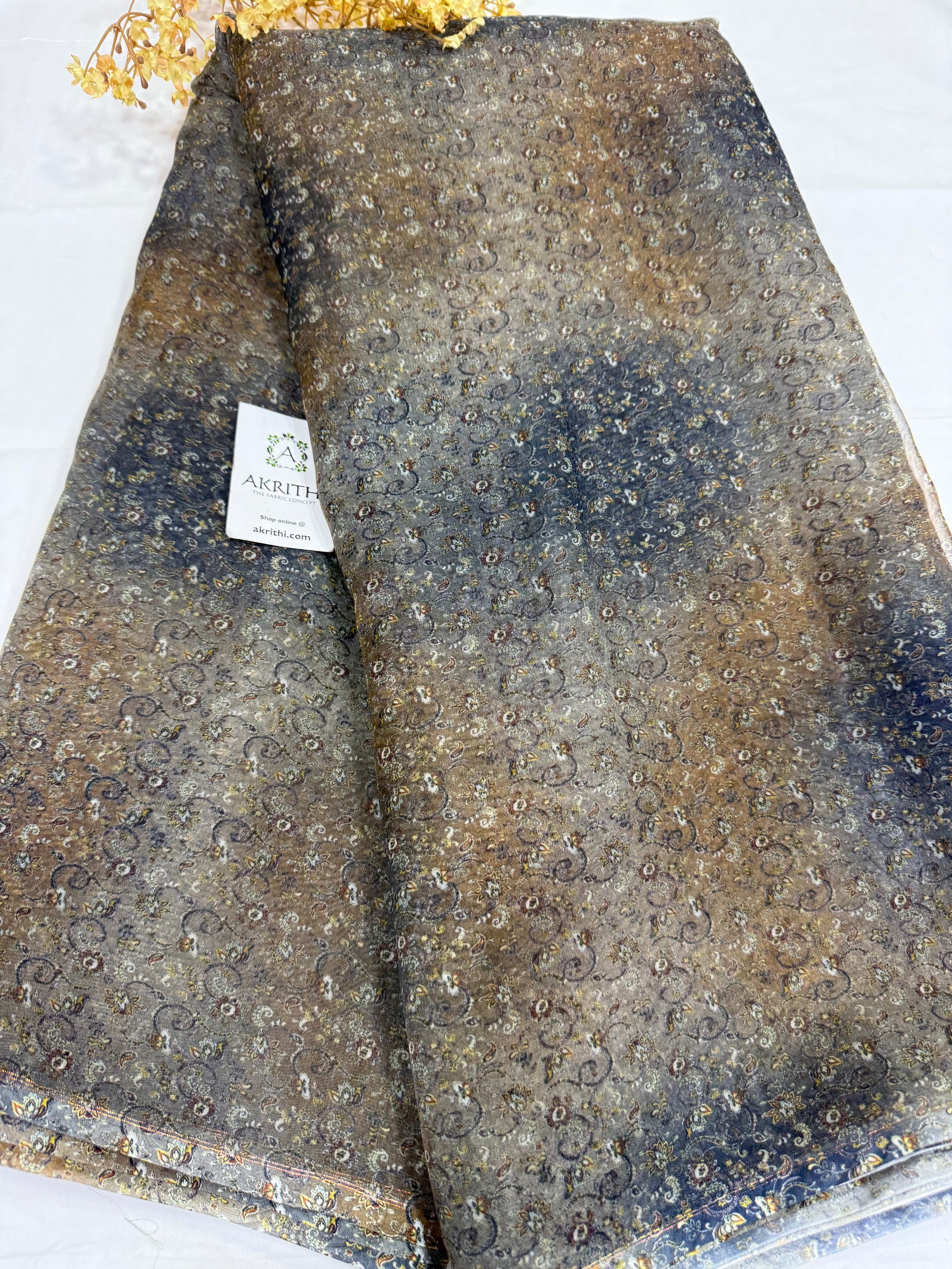 Digital floral Printed organza fabric