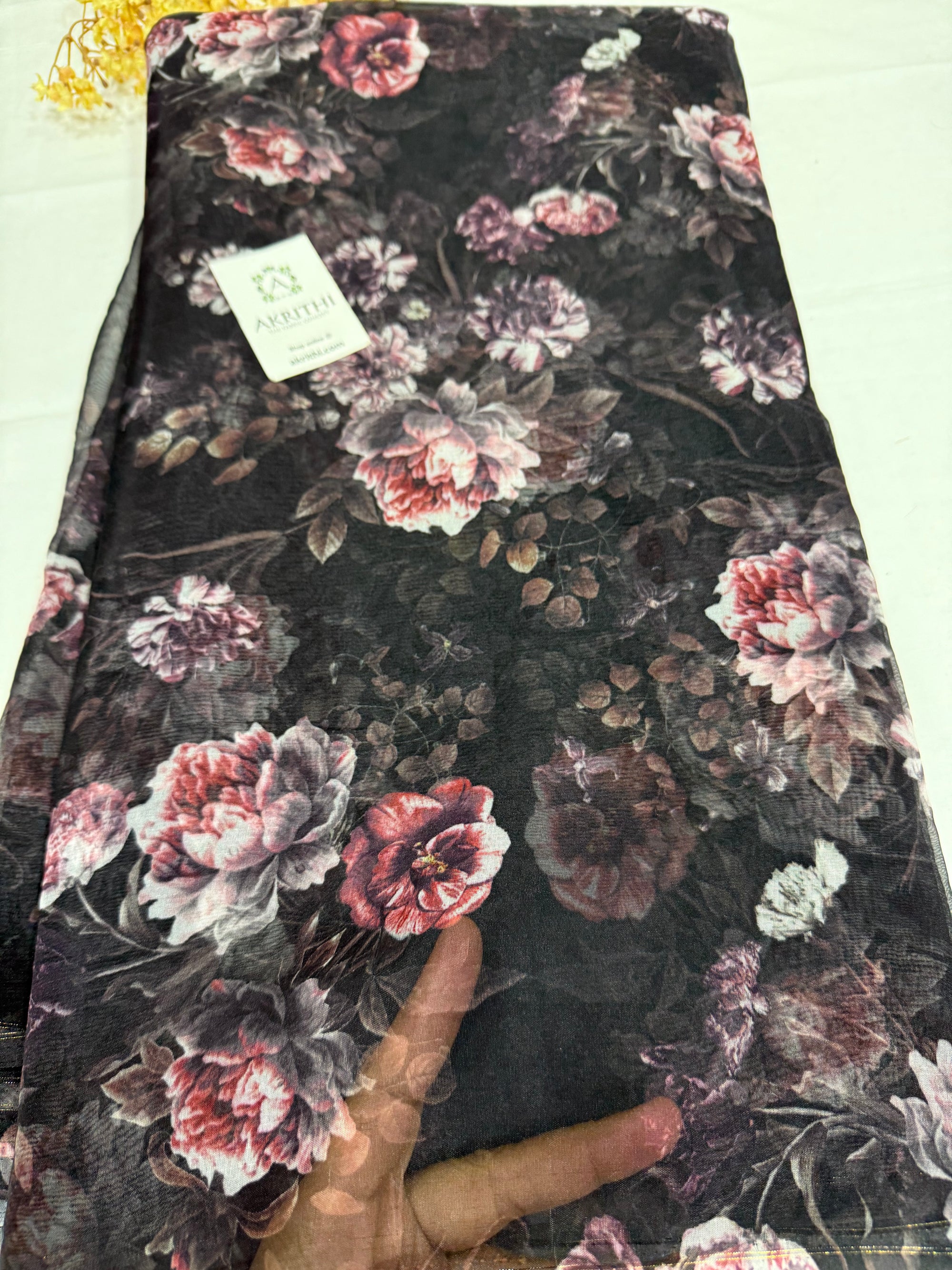 Digital floral Printed organza fabric