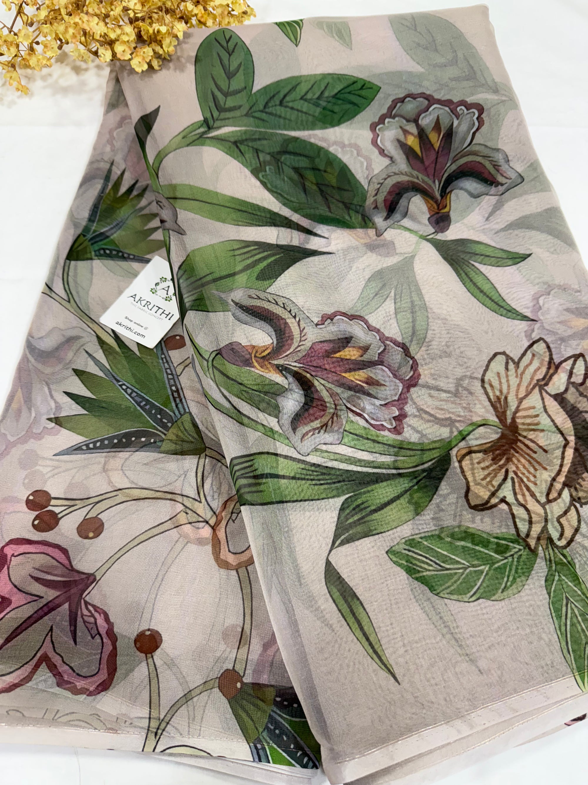 Digital floral Printed organza fabric