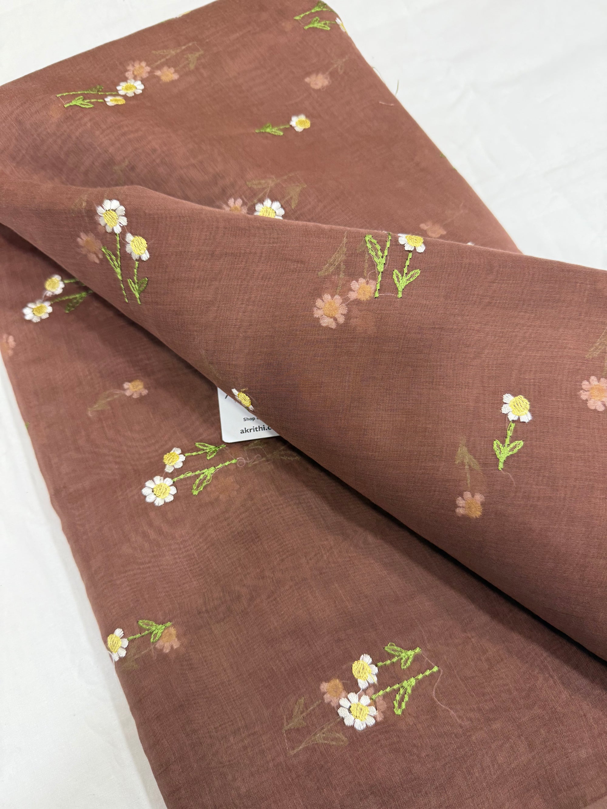 MUL CHANDERI EMBROIDERED FABRIC