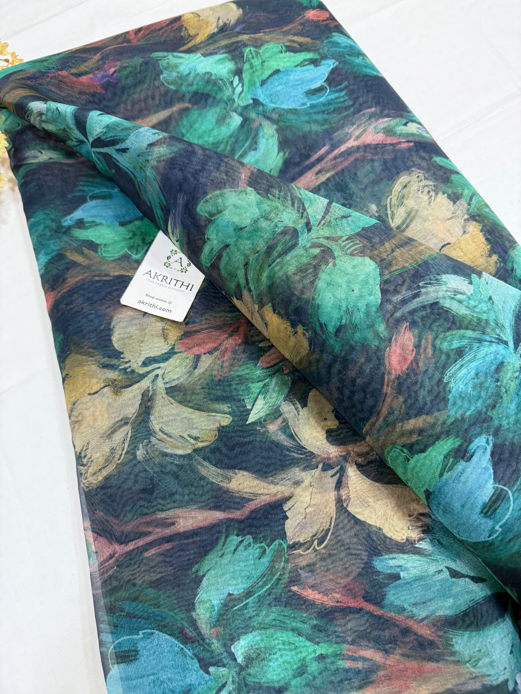 Digital floral Printed organza fabric