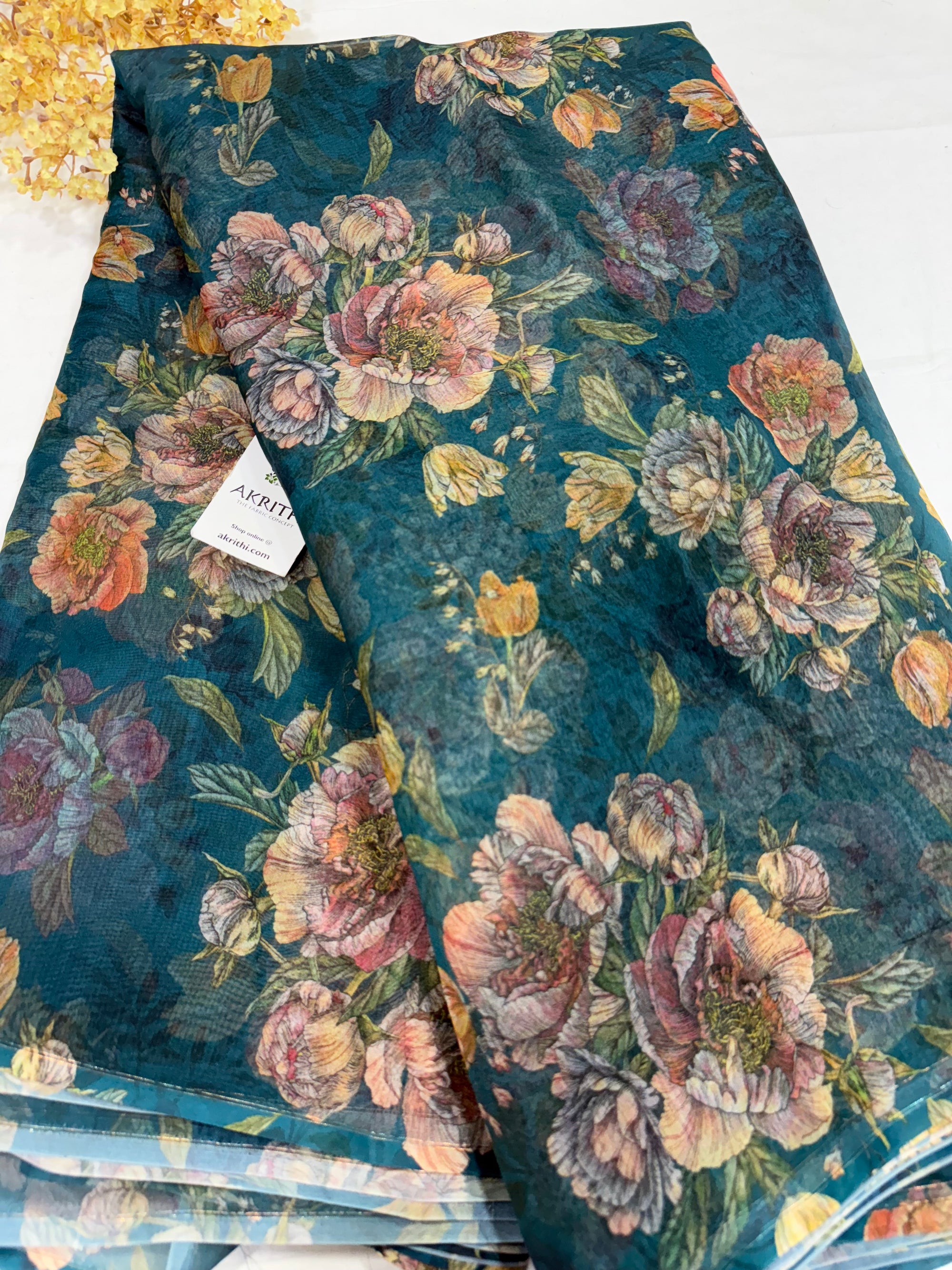Digital floral Printed organza fabric