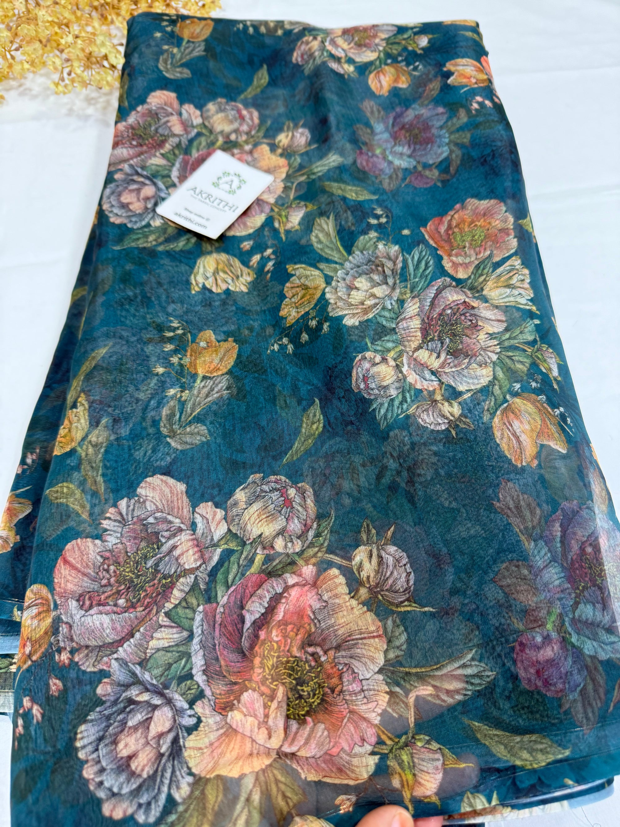Digital floral Printed organza fabric