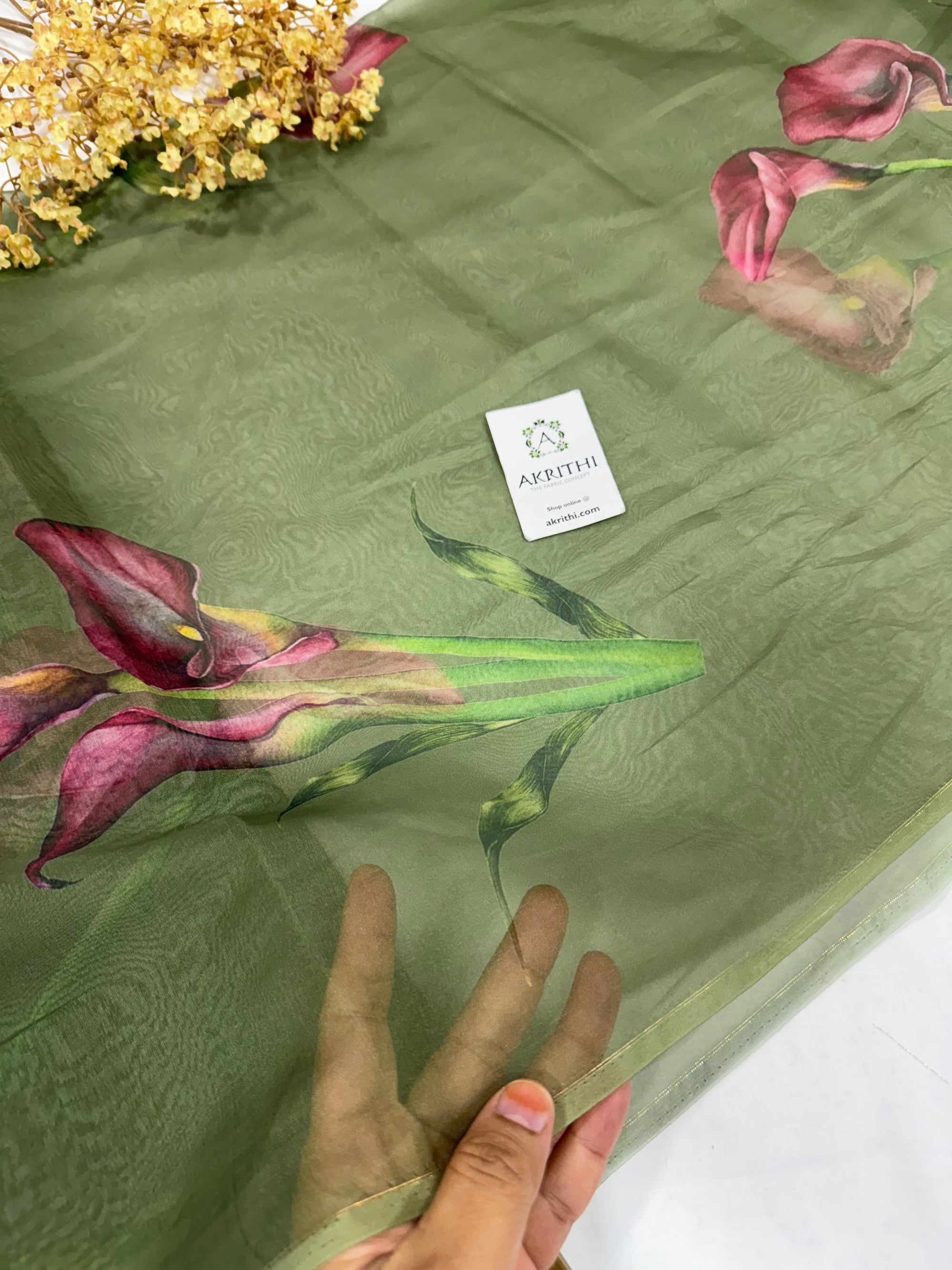 Digital floral Printed organza fabric